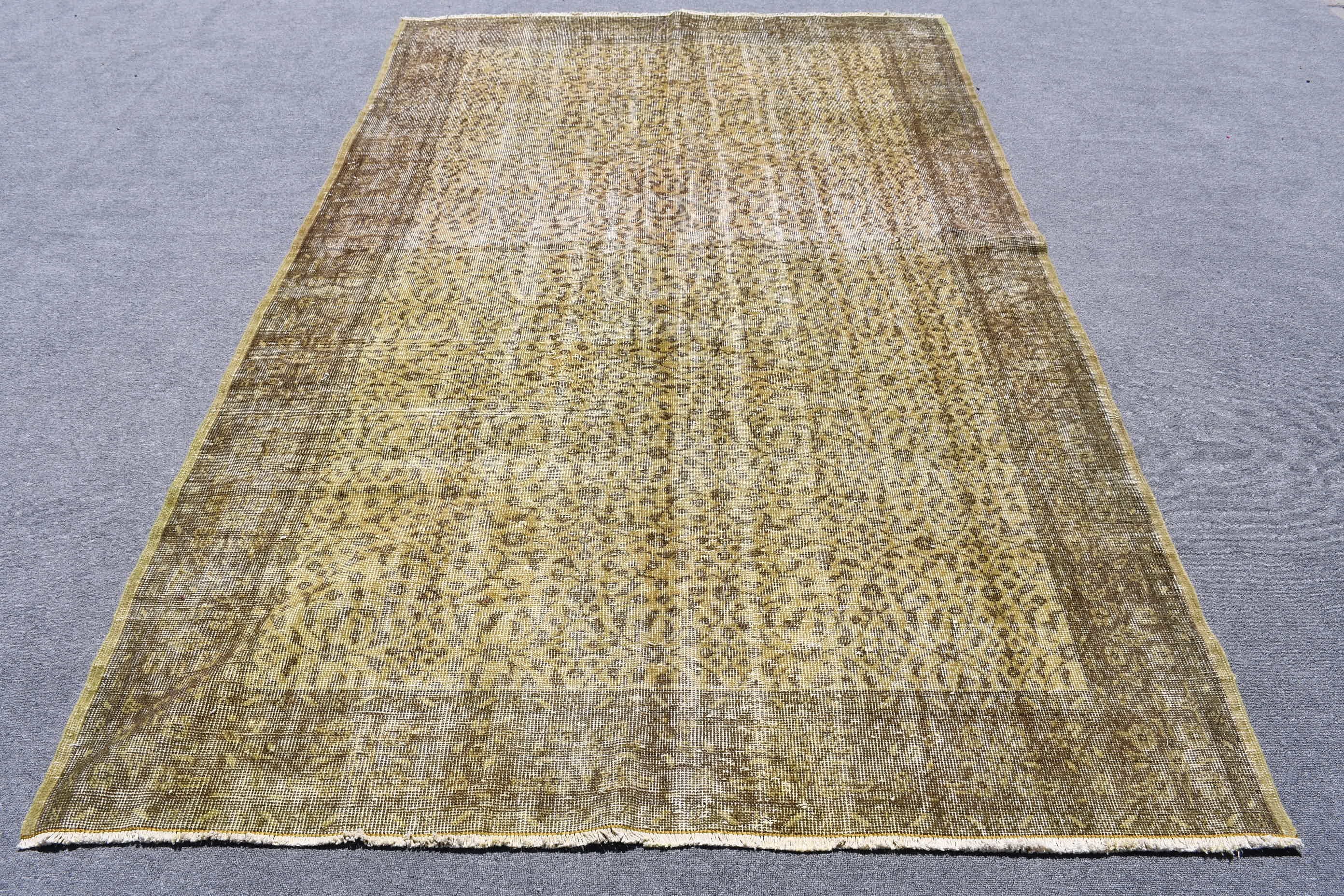 Antika Halı, Mutfak Halısı, Vintage Halılar, Yeşil Yün Halılar, Türk Halısı, 5.6x8.8 ft Büyük Halı, Yemek Odası Halısı, Boho Halıları, Yatak Odası Halısı