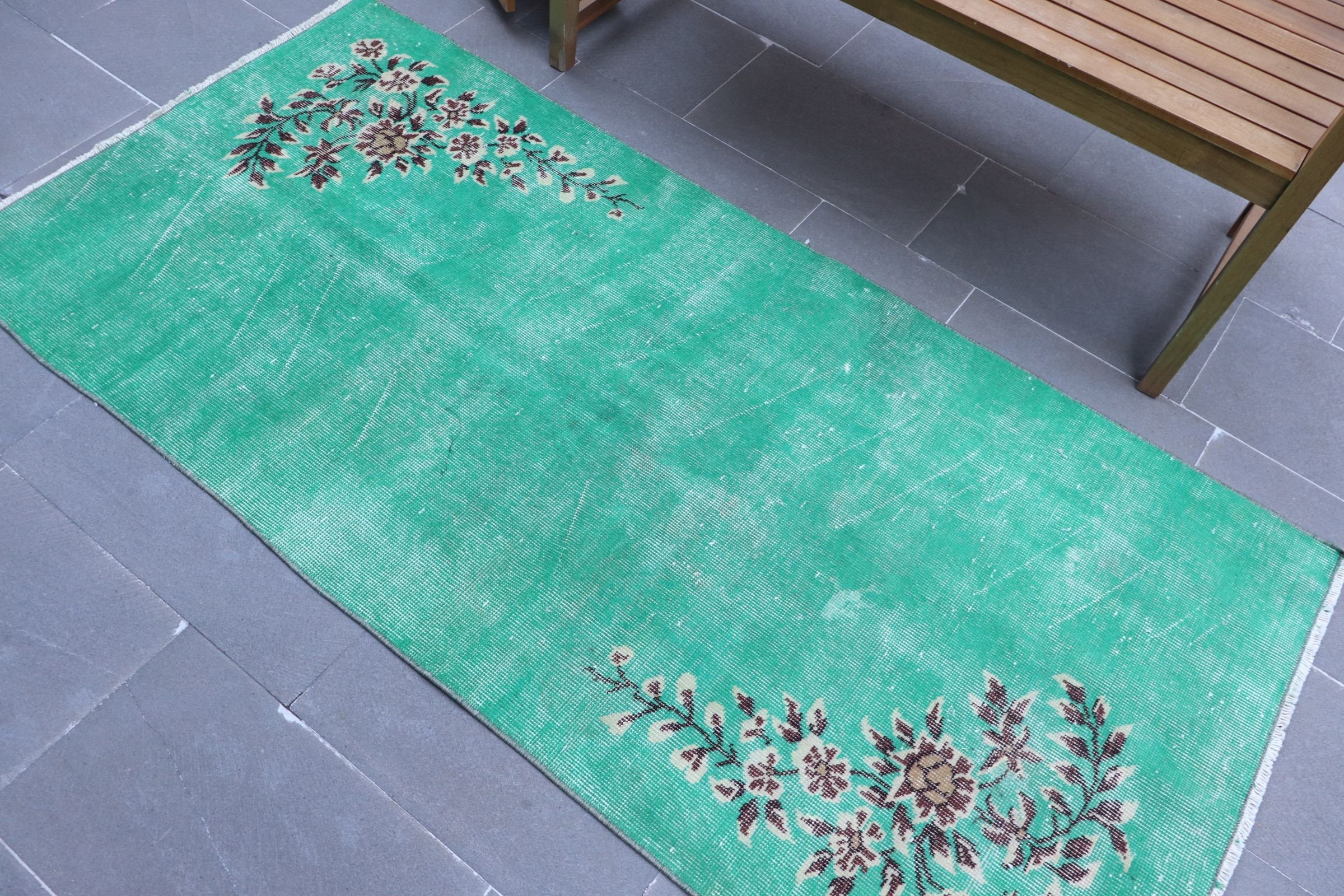 Kitchen Rugs, 3.1x6.5 ft Accent Rugs, Cool Rug, Vintage Rug, Nursery Rug, Turkish Rugs, Rugs for Entry, Bedroom Rug, Green Moroccan Rugs