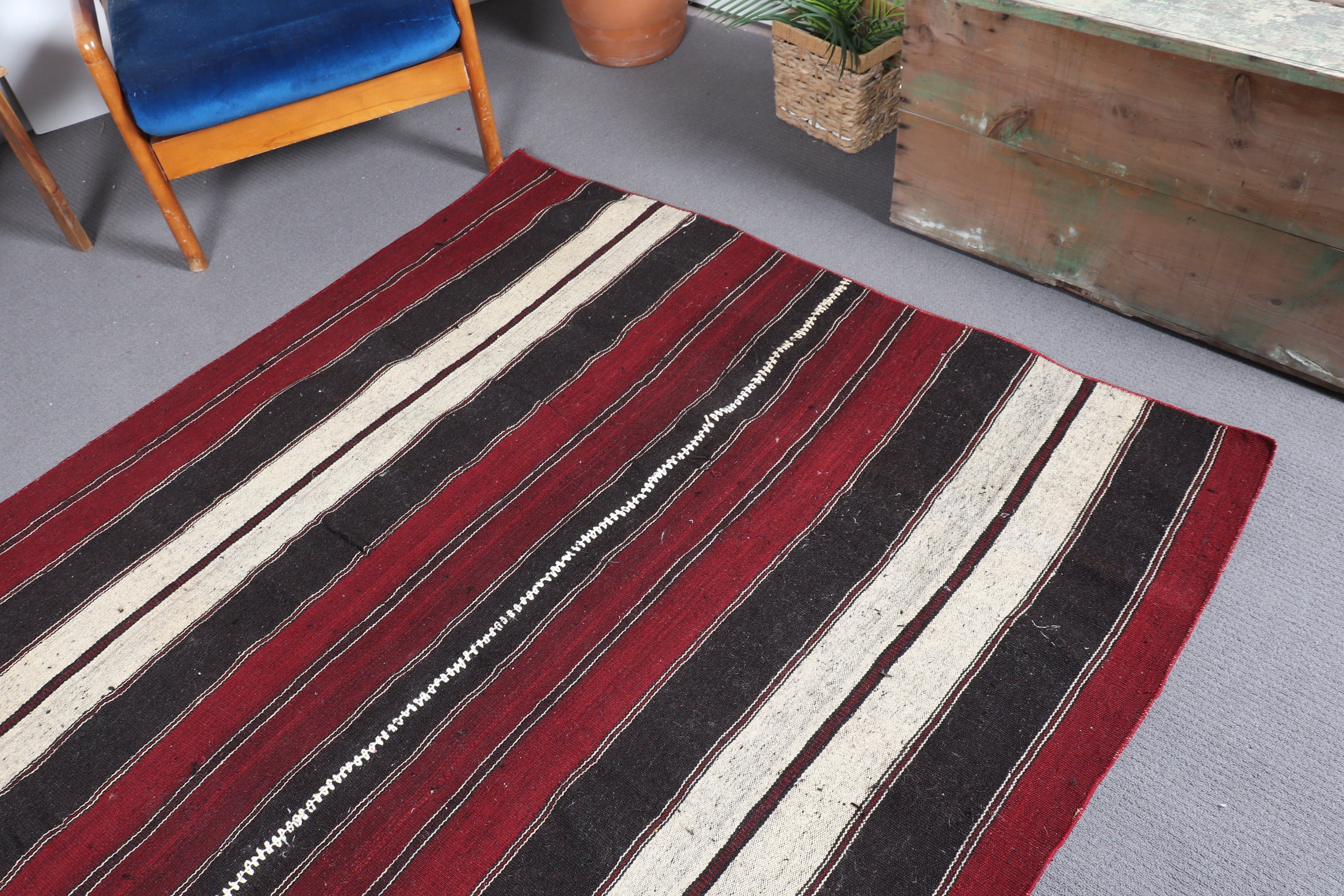 Yatak Odası Halısı, Kilim, Vintage Halılar, Kırmızı 5.2x6.5 ft Alan Halıları, Ev Dekorasyonu Halısı, Türk Halısı, Yün Halısı, Çocuk Halısı, Eklektik Halı