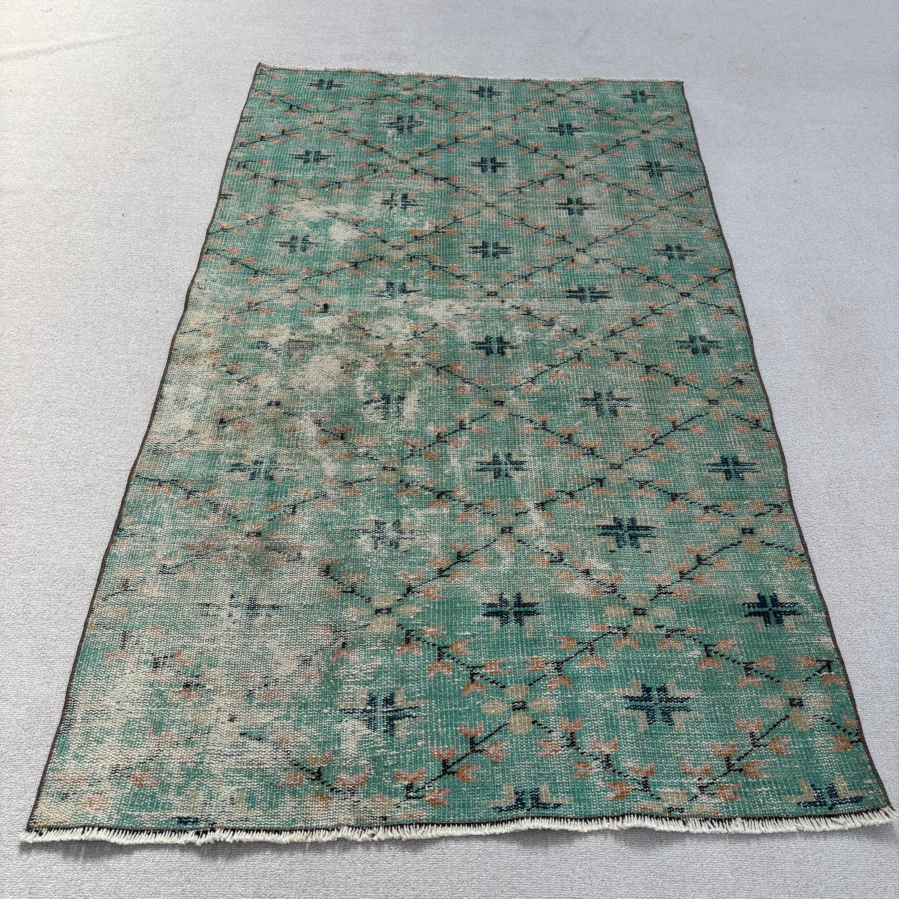 3.7x6.5 ft Area Rugs, Flatweave Rugs, Turkish Rugs, Floor Rugs, Ethnic Rugs, Living Room Rug, Vintage Rug, Neutral Rug, Green Antique Rugs