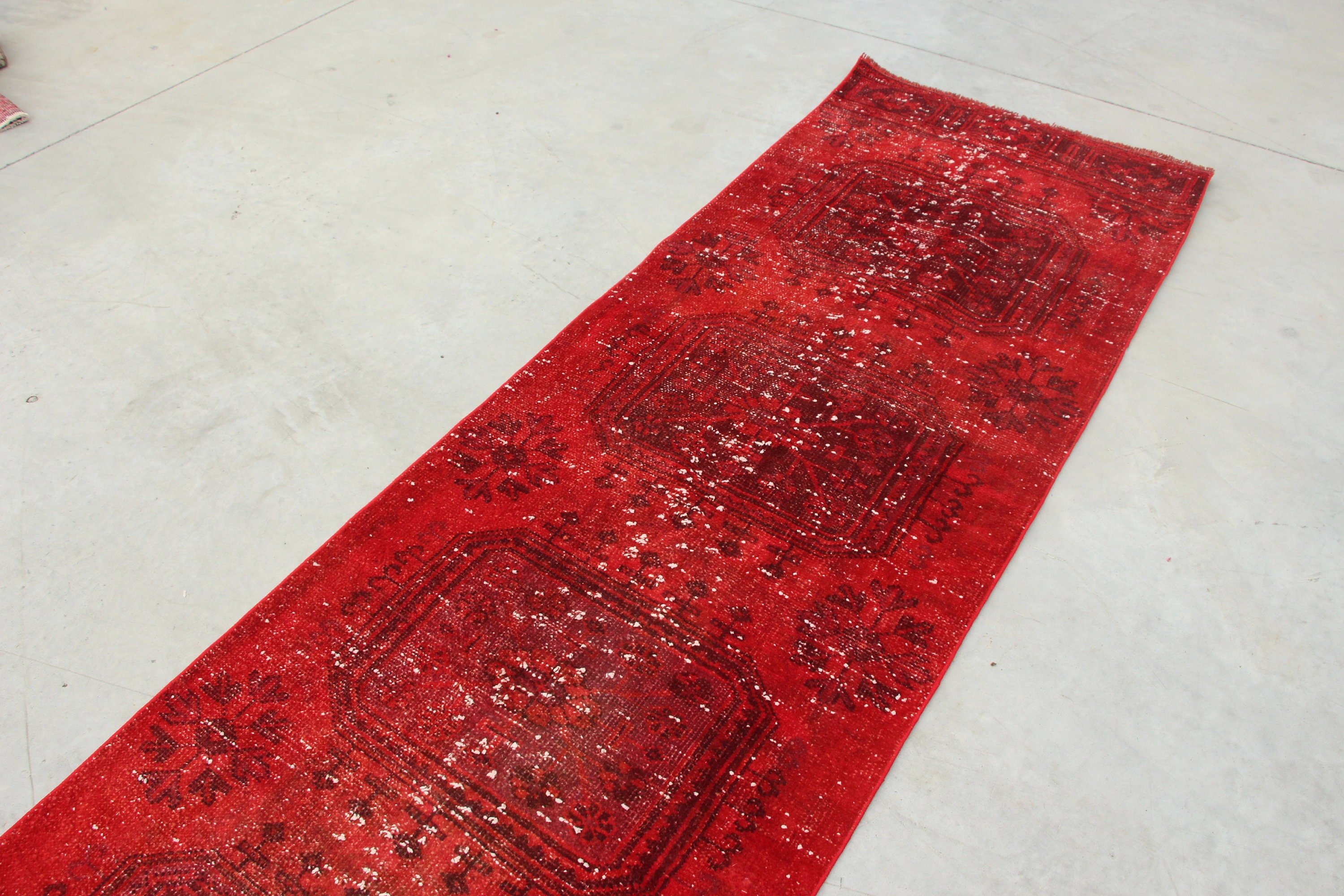 2.8x11.4 ft Runner Rugs, Bright Rug, Home Decor Rugs, Kitchen Rugs, Wool Rug, Vintage Rug, Turkish Rugs, Red Antique Rug, Hallway Rug