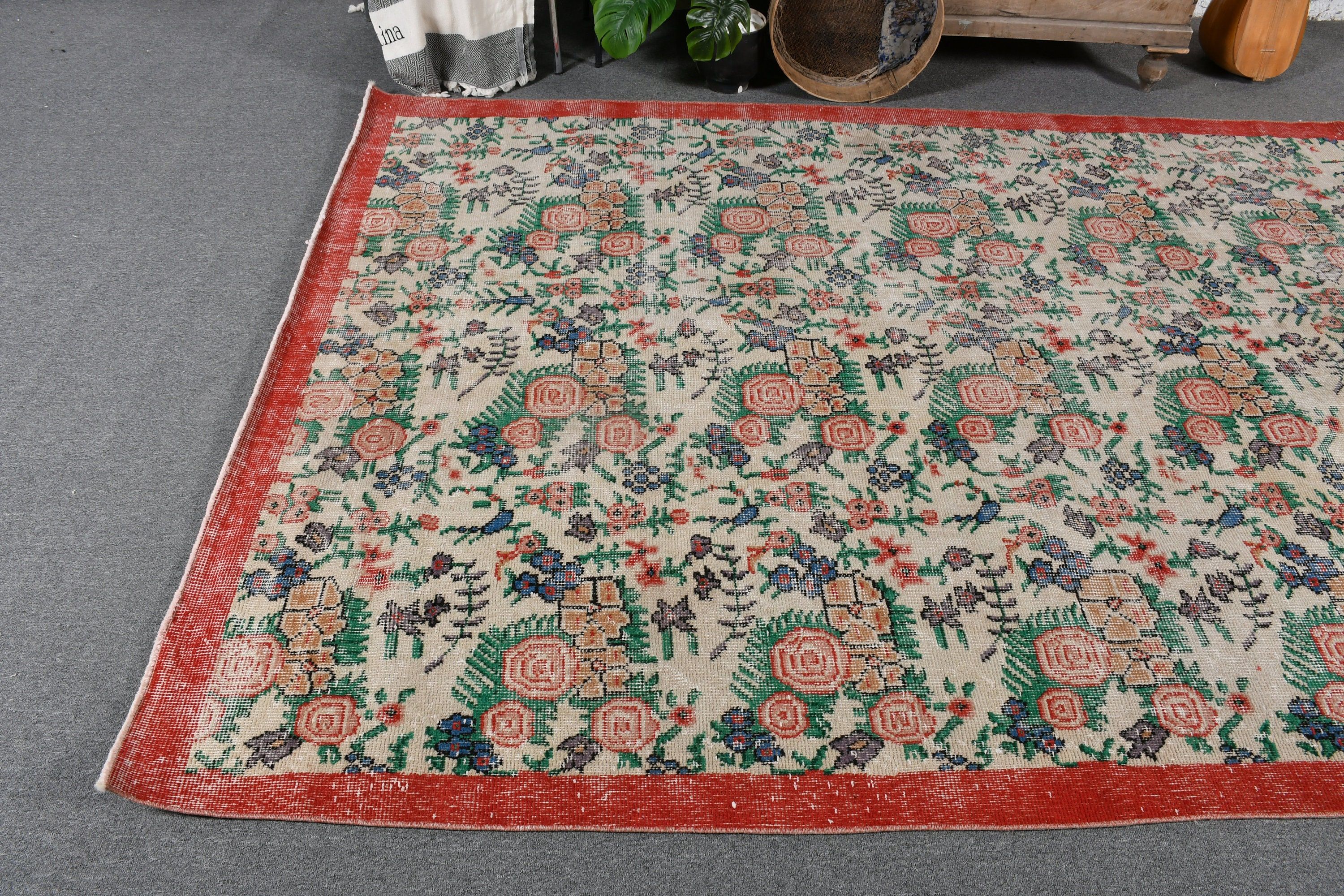 Yurt Halıları, Yemek Odası Halıları, Oryantal Halılar, Türk Halısı, 5.9x9.1 ft Büyük Halı, Kırmızı Ev Dekor Halısı, Yatak Odası Halısı, Vintage Halılar, Fas Halısı