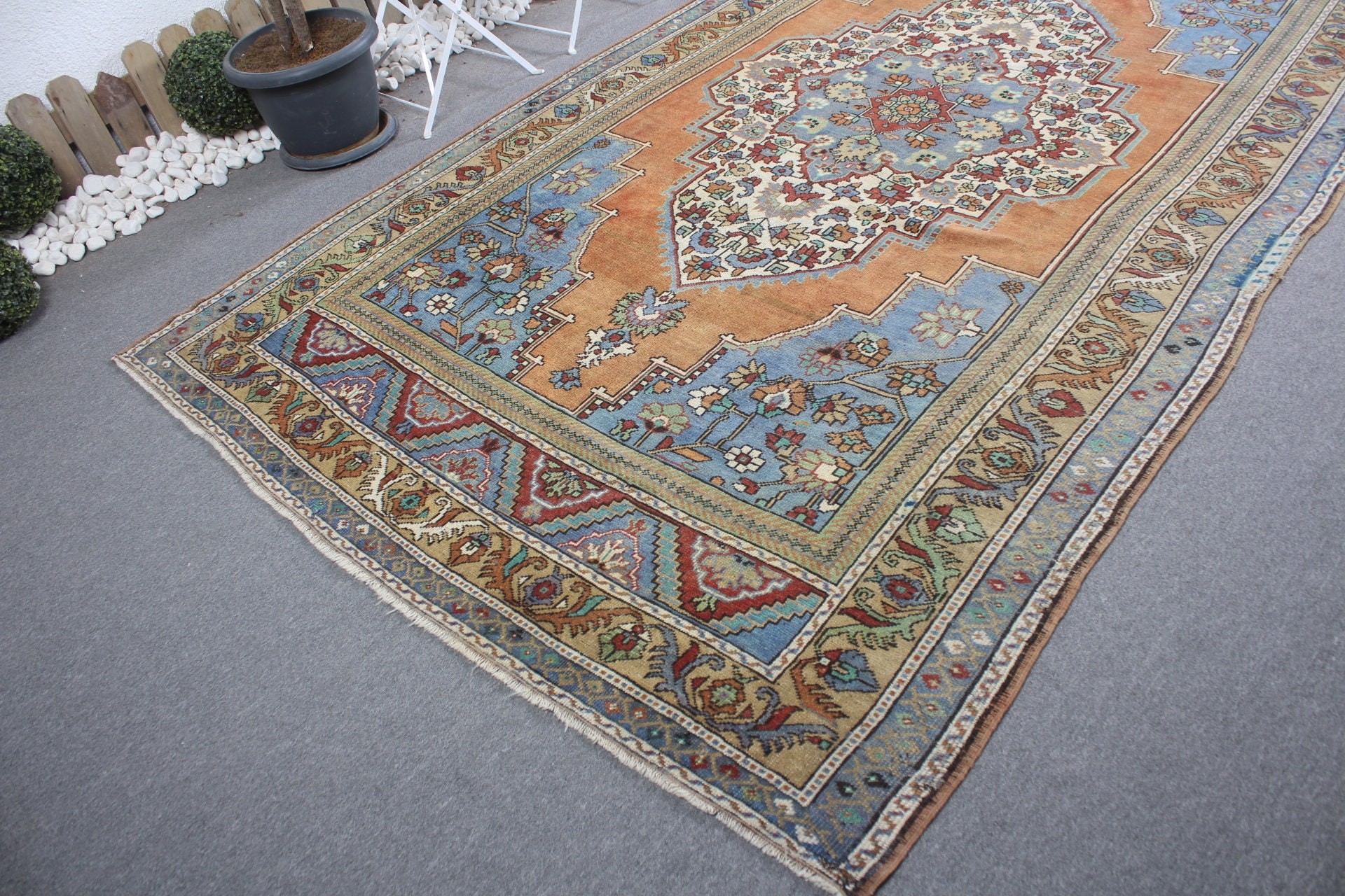 Oriental Rugs, Turkish Rugs, Saloon Rug, Vintage Rugs, Living Room Rug, 6.5x11.2 ft Oversize Rug, Orange Home Decor Rug