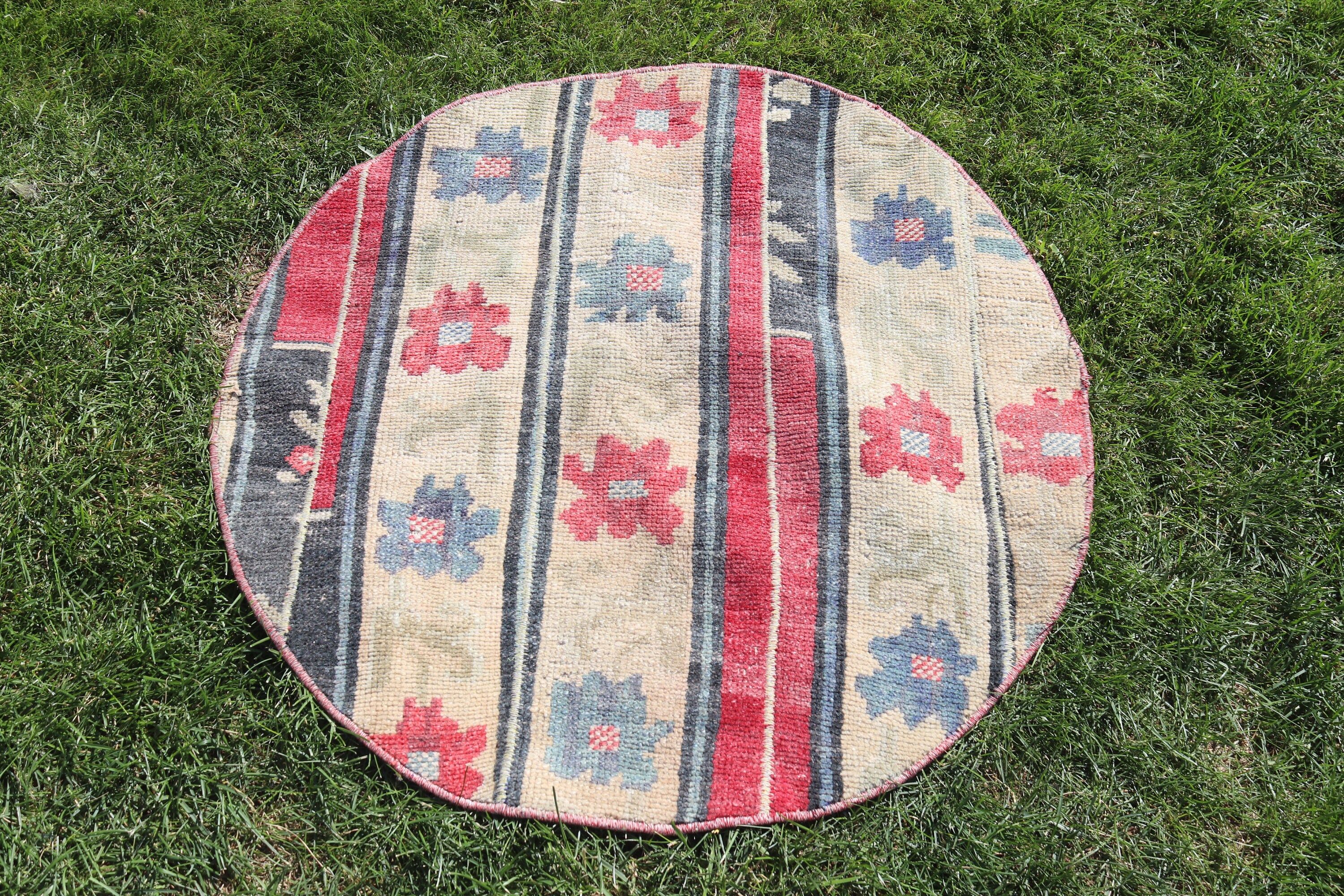 2.6x2.6 ft Küçük Halılar, Mavi Antika Halılar, Vintage Halı, Duvara Asılı Halılar, Küçük Boho Halı, Türk Halısı, Düz Dokuma Halılar