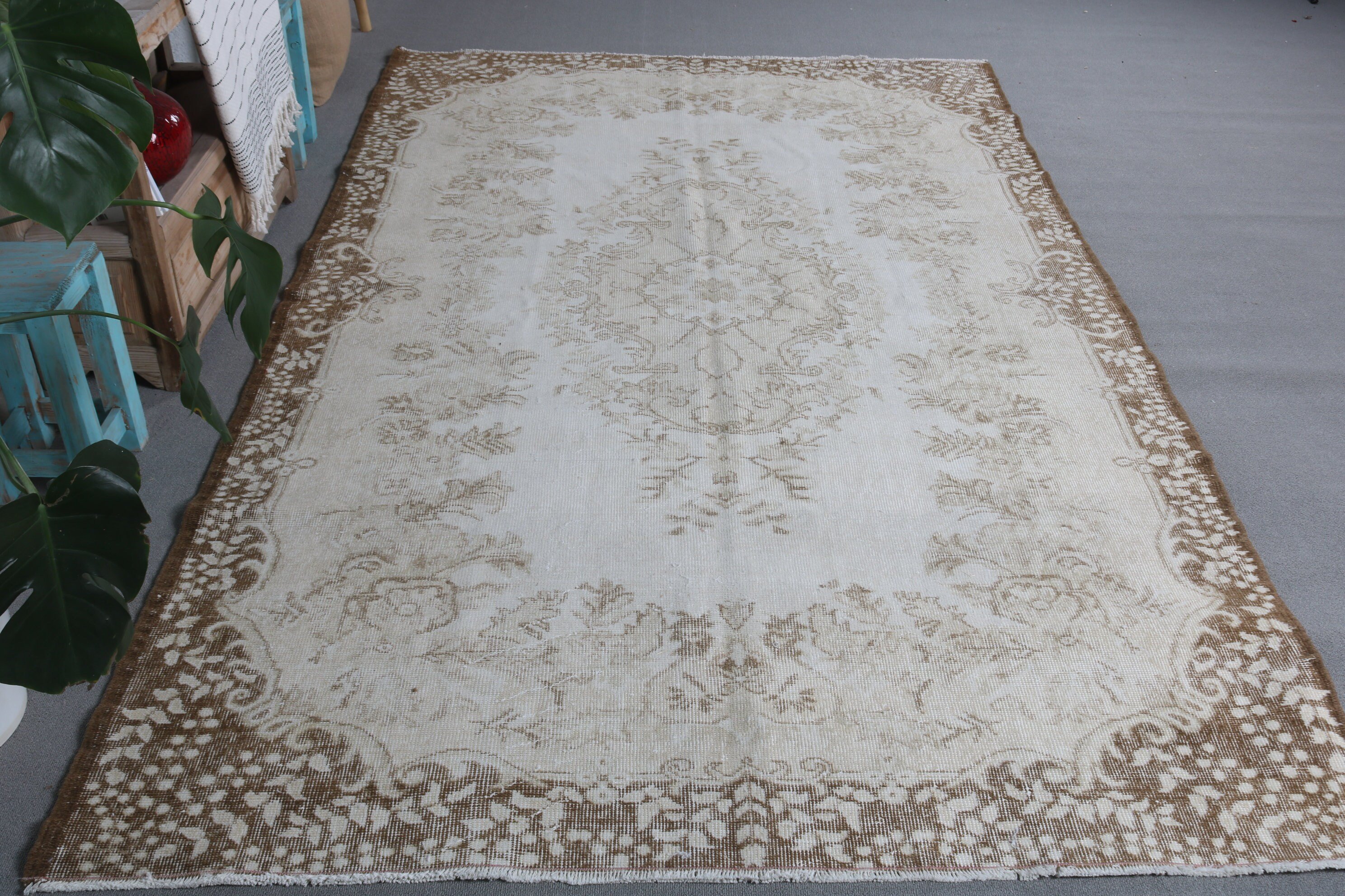 Kahverengi Antika Halı, El Dokuma Halı, Vintage Halı, Oturma Odası Halısı, Fas Halısı, 5.3x8.9 ft Büyük Halı, Salon Halıları, Türk Halısı, Yatak Odası Halısı