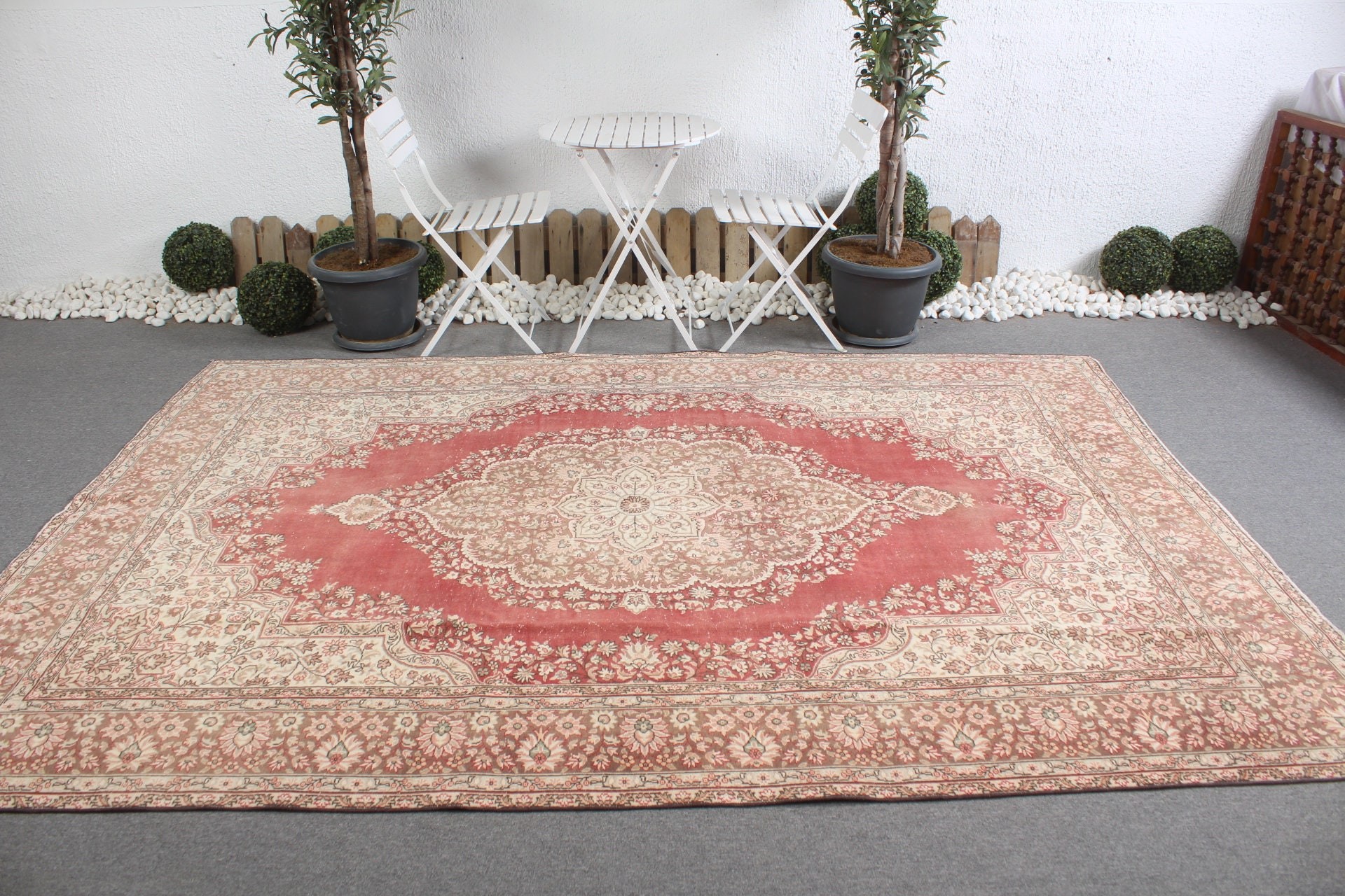 Flatweave Rug, Bedroom Rug, 6.9x9.8 ft Large Rug, Beige Cool Rug, Anatolian Rug, Vintage Rug, Dining Room Rugs, Turkish Rugs