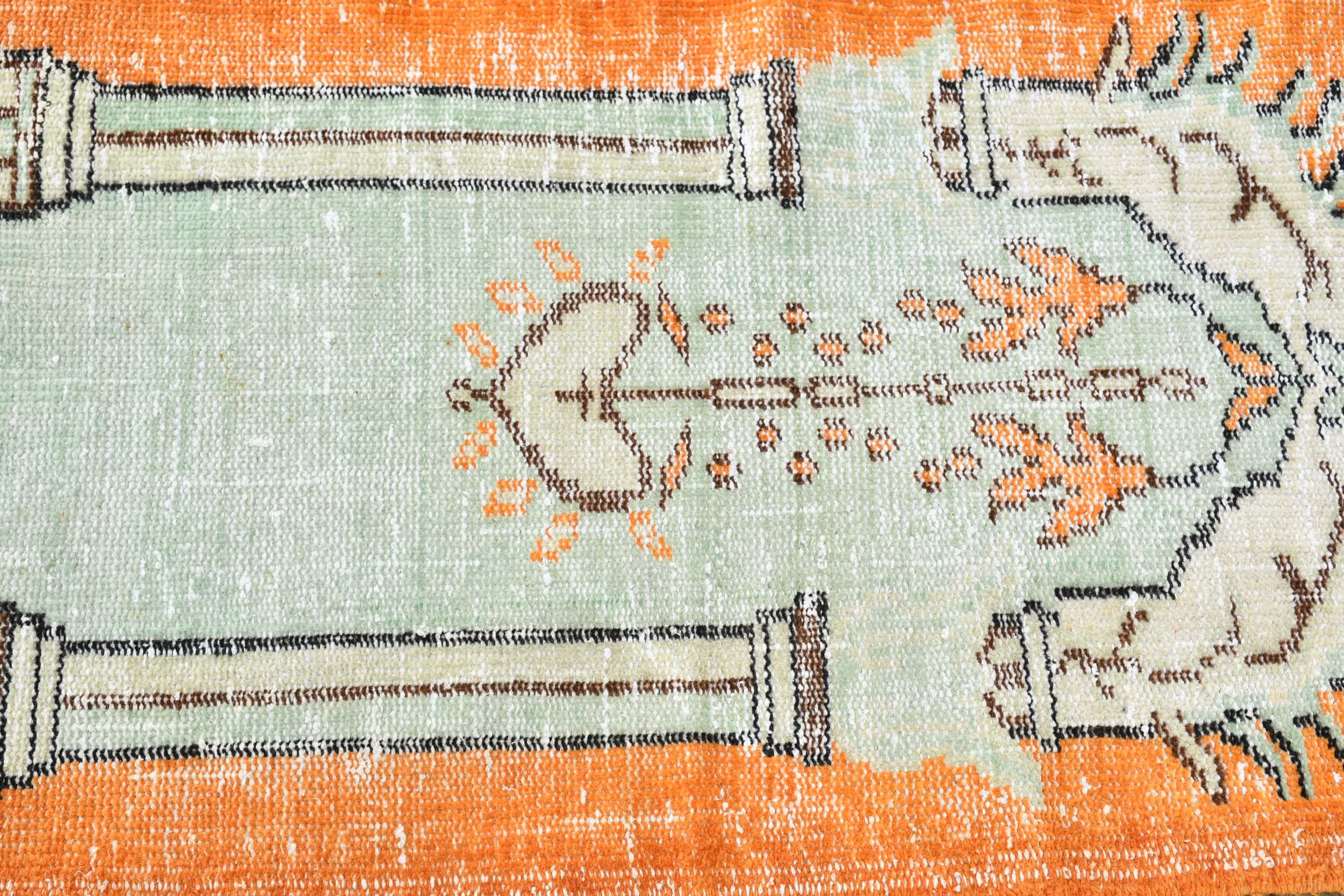 Cute Bath Mat Rugs, Wool Rug, 2.1x3.5 ft Small Rug, Bedroom Rugs, Orange Oriental Rug, Entry Rug, Oriental Rug, Turkish Rug, Vintage Rug