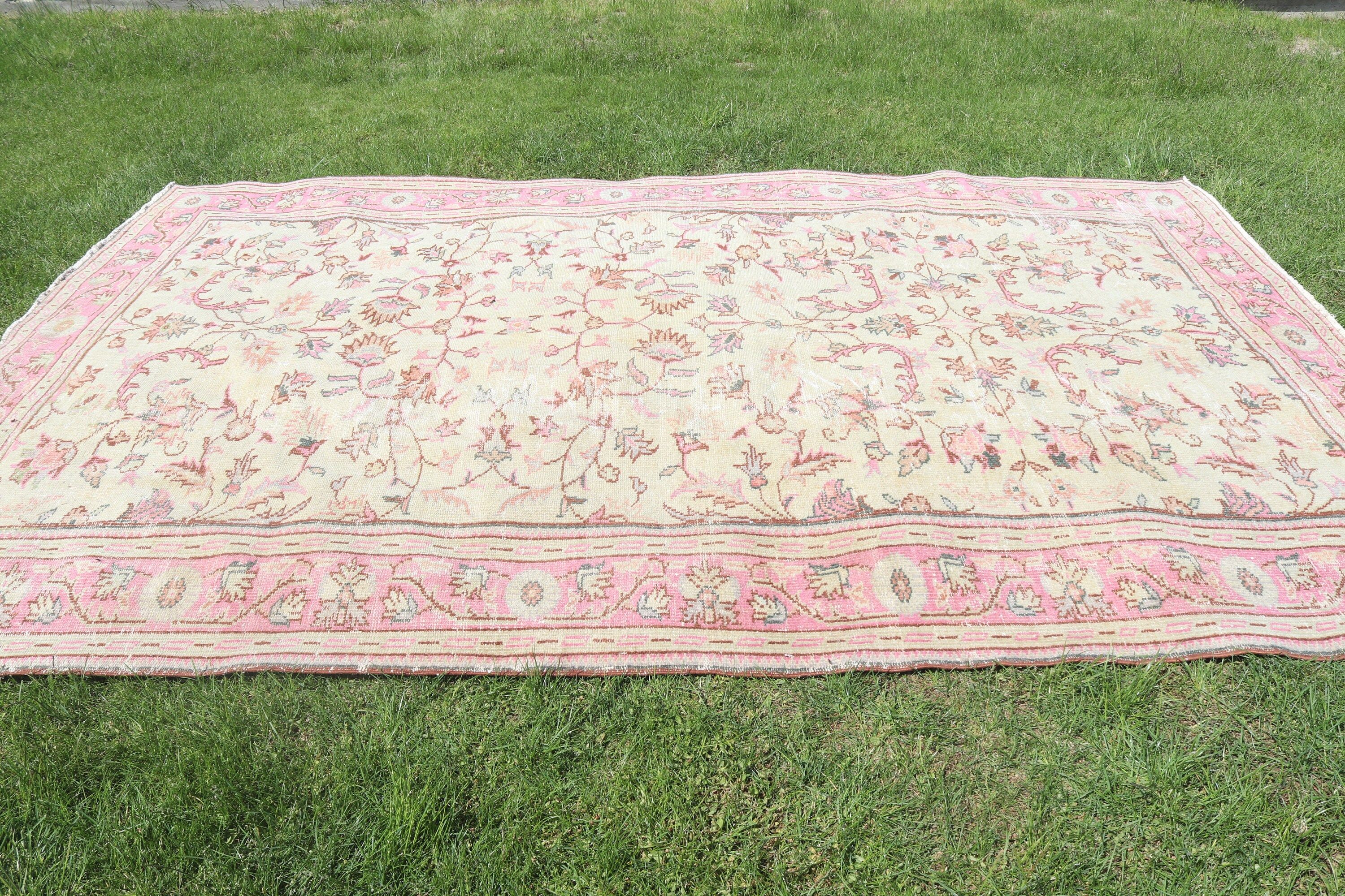 Bej Fas Halıları, Büyük Boy Vintage Halılar, Vintage Halılar, 7.1x11 ft Büyük Boy Halı, Yemek Odası Halısı, Türk Halıları, Mutfak Halısı, Fas Halısı