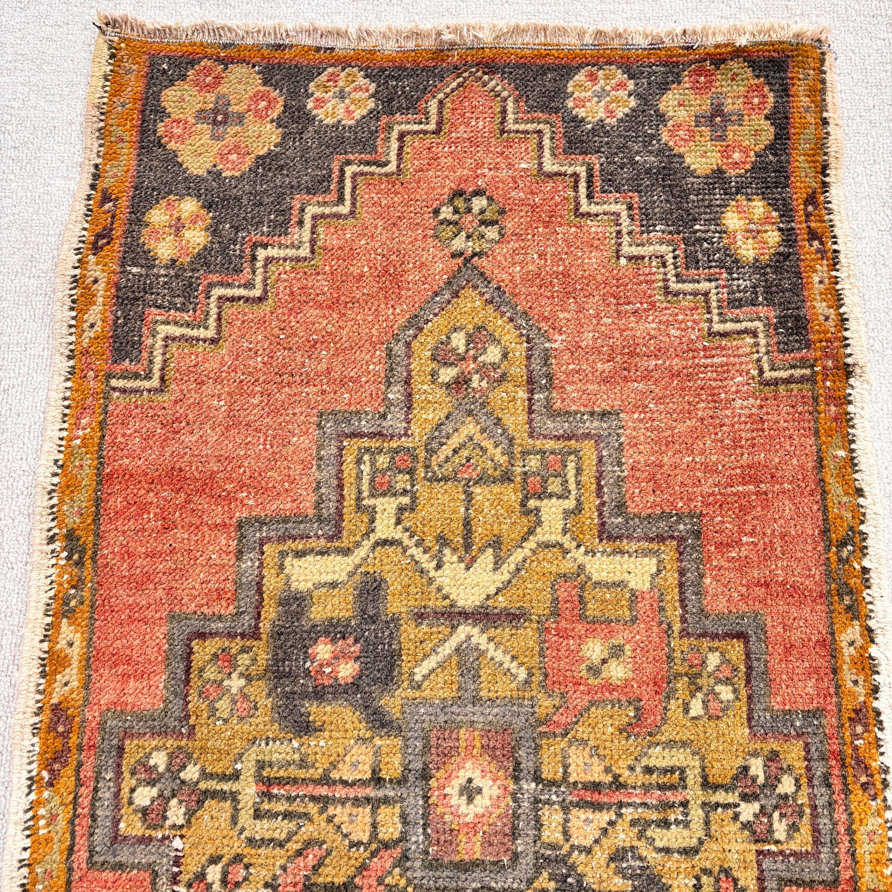 Türk Halıları, Kahverengi Oryantal Halılar, Lüks Halı, Anadolu Halısı, Vintage Halı, Yatak Odası Halıları, Kapı Paspası Halısı, Fas Halıları, 1.7x3.4 ft Küçük Halılar