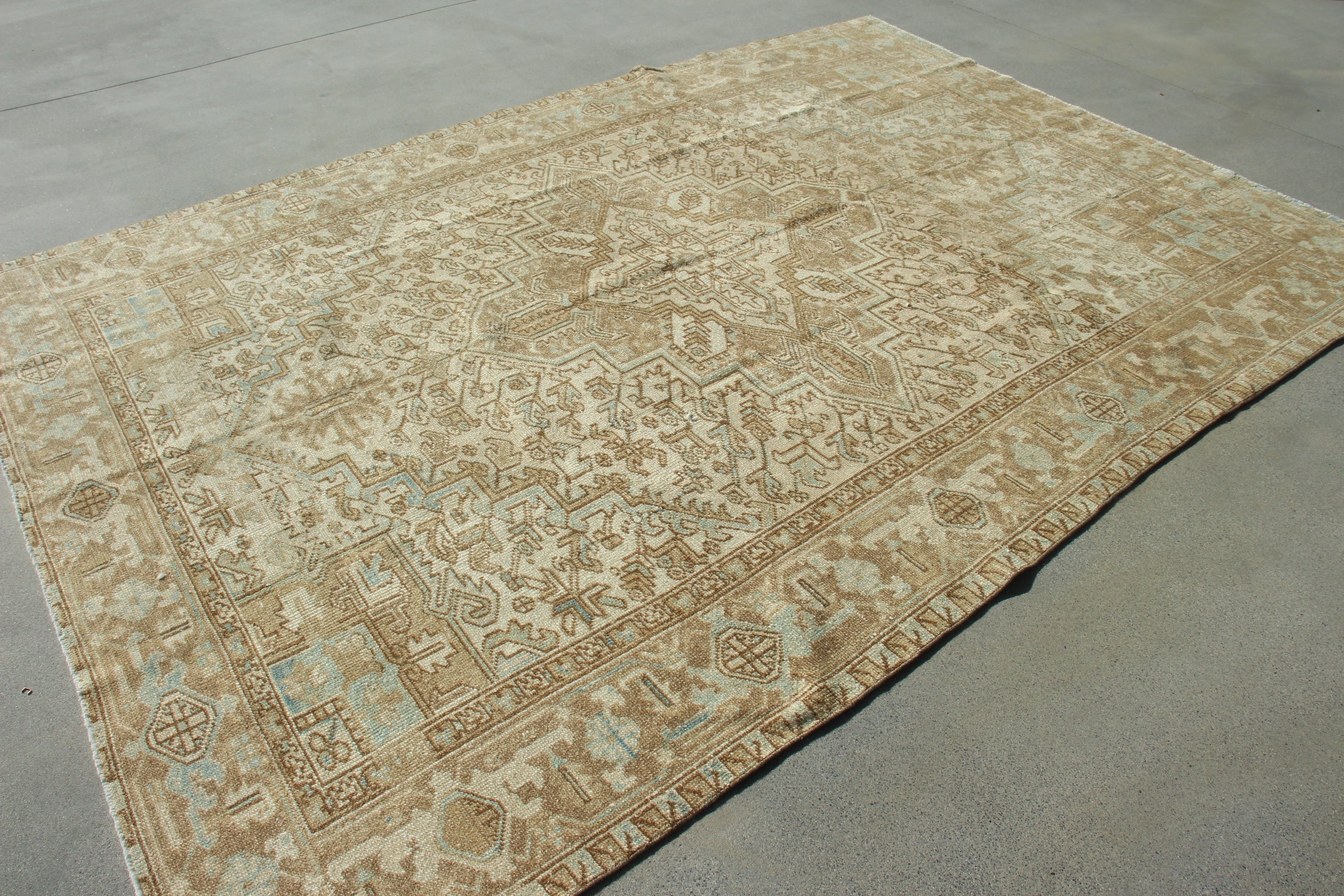 Statement Rugs, Large Boho Rugs, Vintage Rugs, Dining Room Rugs, 6.9x9.6 ft Large Rugs, Brown Oushak Rugs, Turkish Rug, Handwoven Rugs