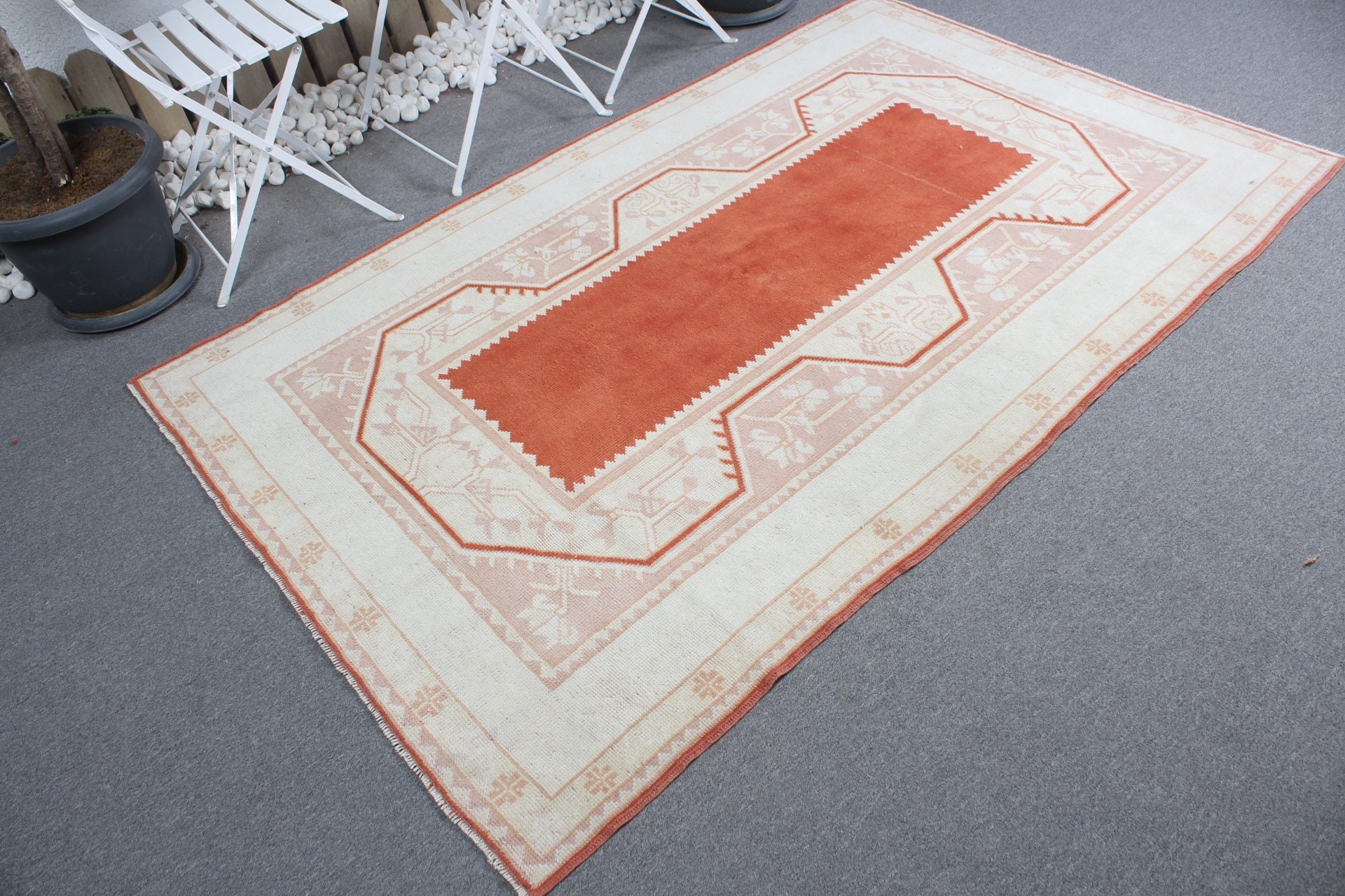 Old Rug, Red Wool Rugs, Rugs for Indoor, Vintage Rug, Turkish Rug, Floor Rugs, Kitchen Rug, 4.4x7.1 ft Area Rug, Bedroom Rugs