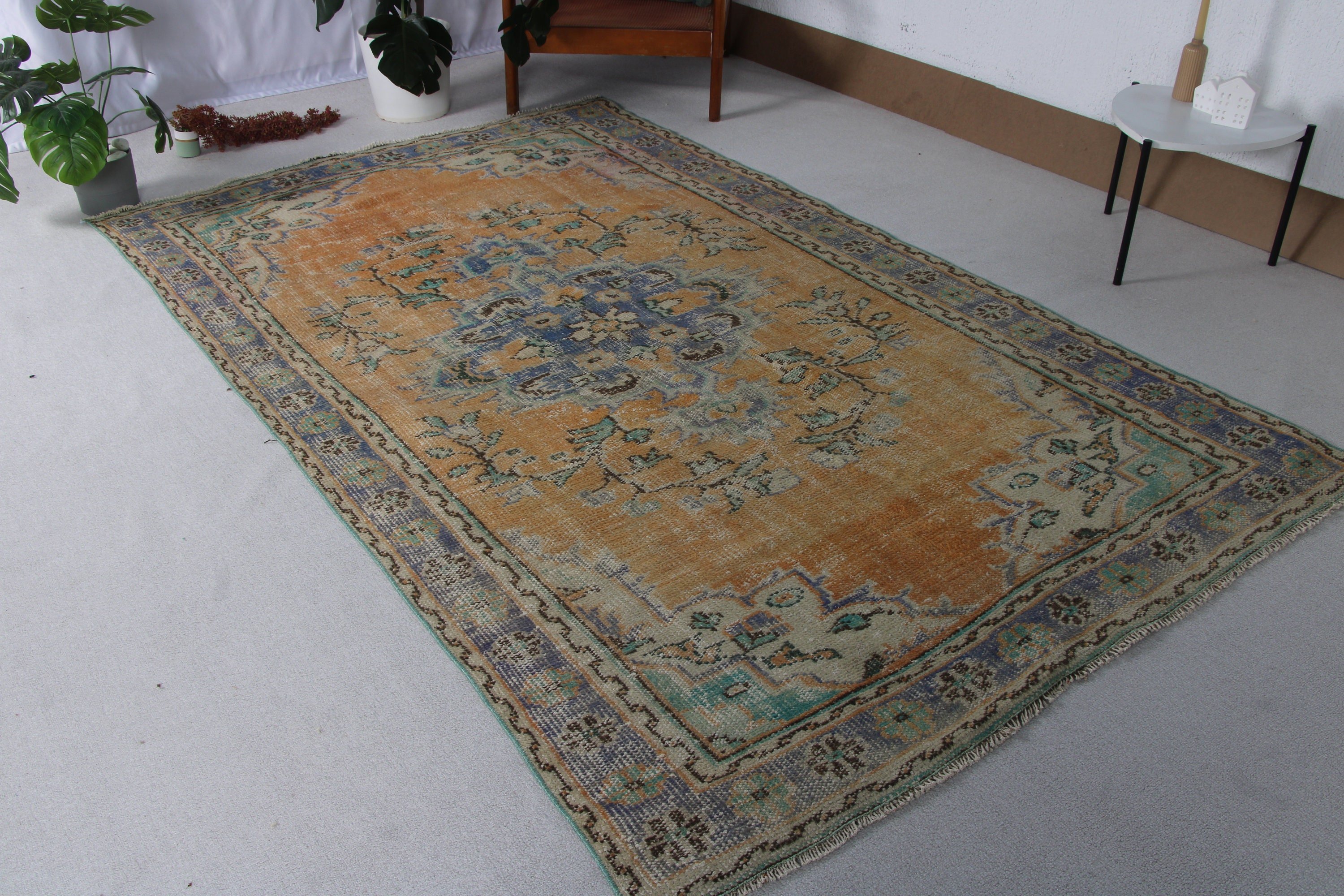 Vintage Halılar, Yemek Odası Halısı, Büyük Boho Halıları, Antika Halı, Düz Dokuma Halılar, Bronz Geometrik Halı, Türk Halısı, 5.3x8.7 ft Büyük Halı