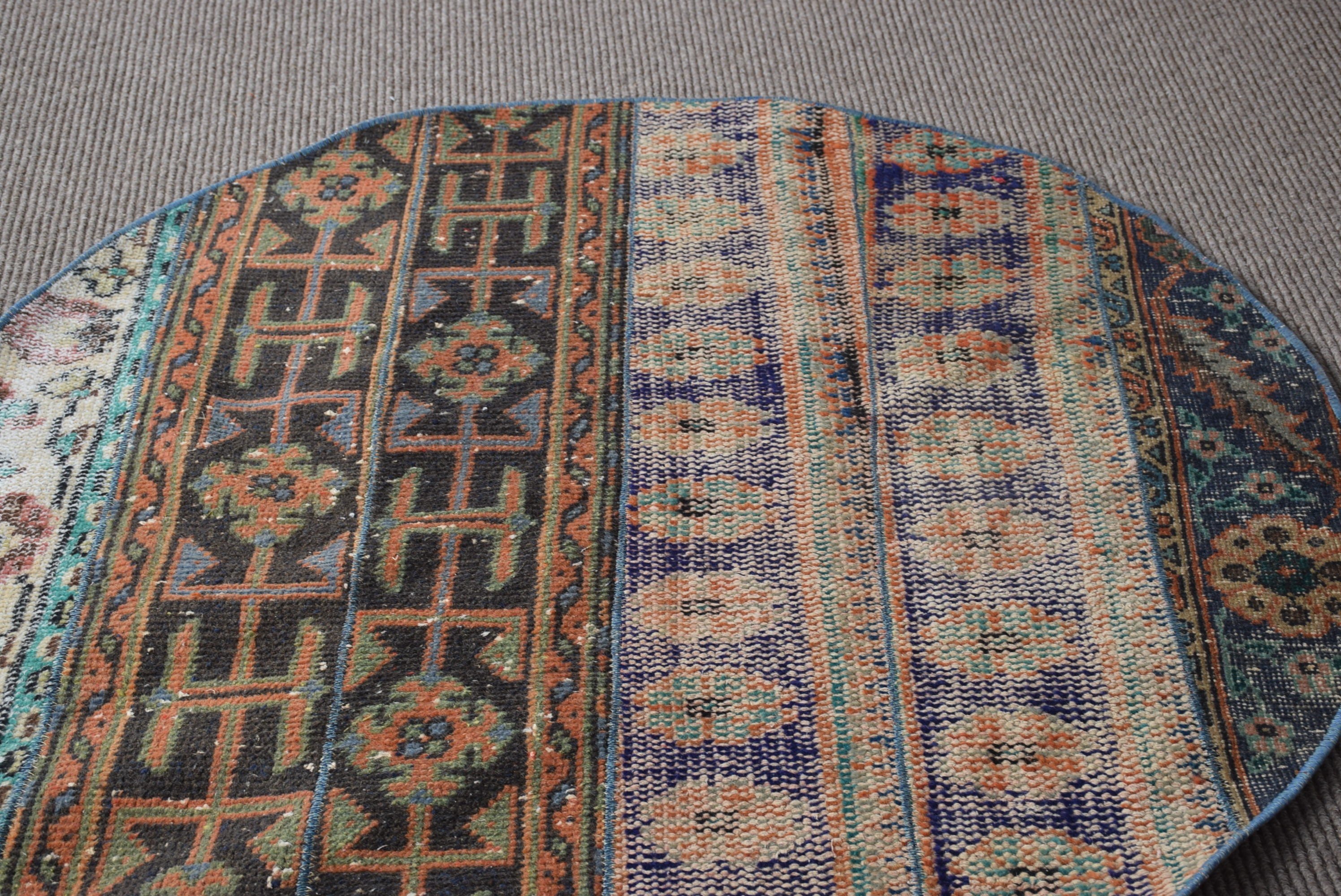 Wool Rug, Entry Rug, Moroccan Rug, 3.7x3.7 ft Small Rugs, Orange Floor Rug, Turkish Rug, Vintage Rugs, Door Mat Rug, Rugs for Kitchen