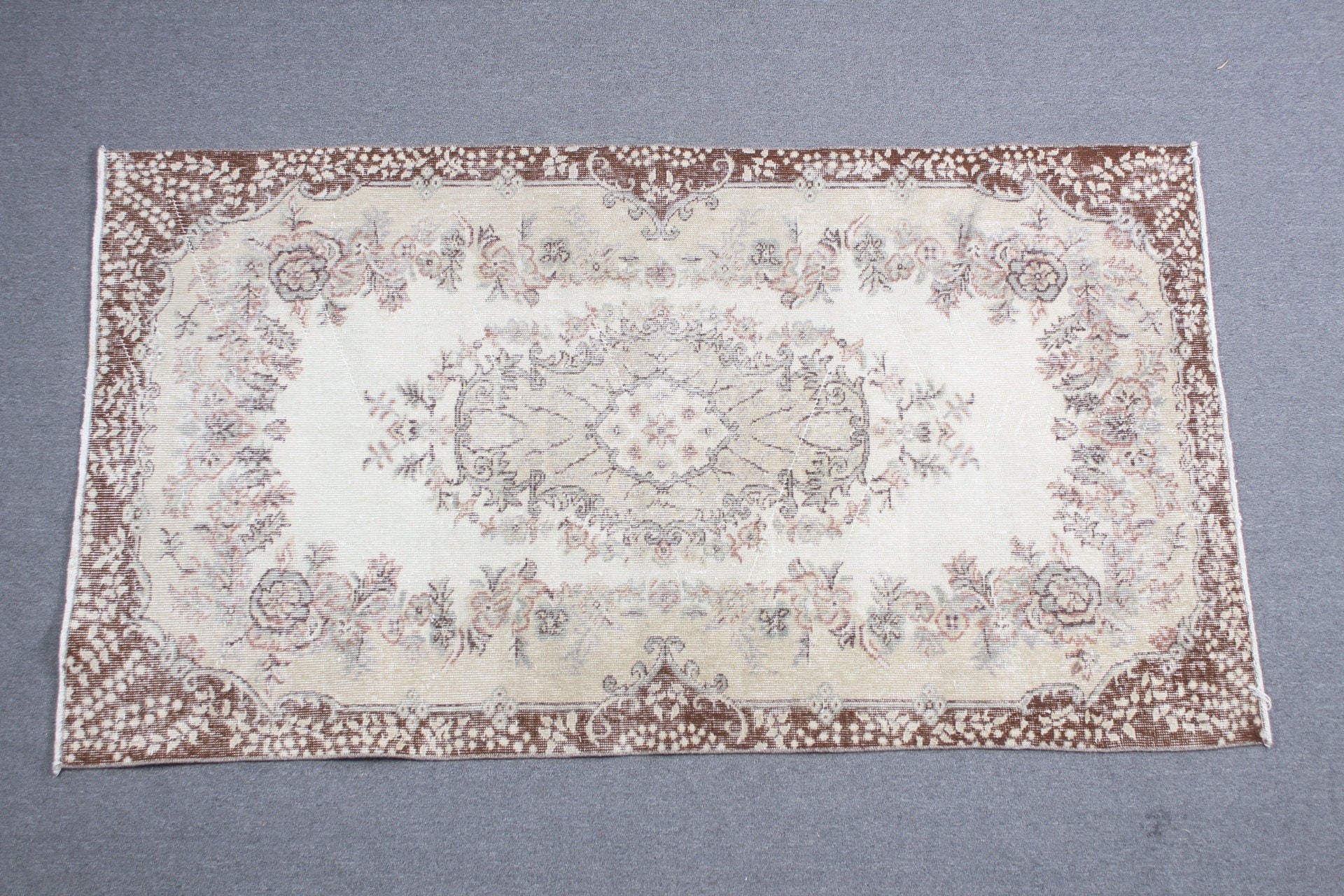 Yemek Odası Halıları, 3.8x6.8 ft Alan Halısı, Türk Halıları, Türkiye Halıları, Bej Havalı Halılar, Vintage Halılar, Yatak Odası Halıları, Yün Halılar, Çocuk Odası Halıları