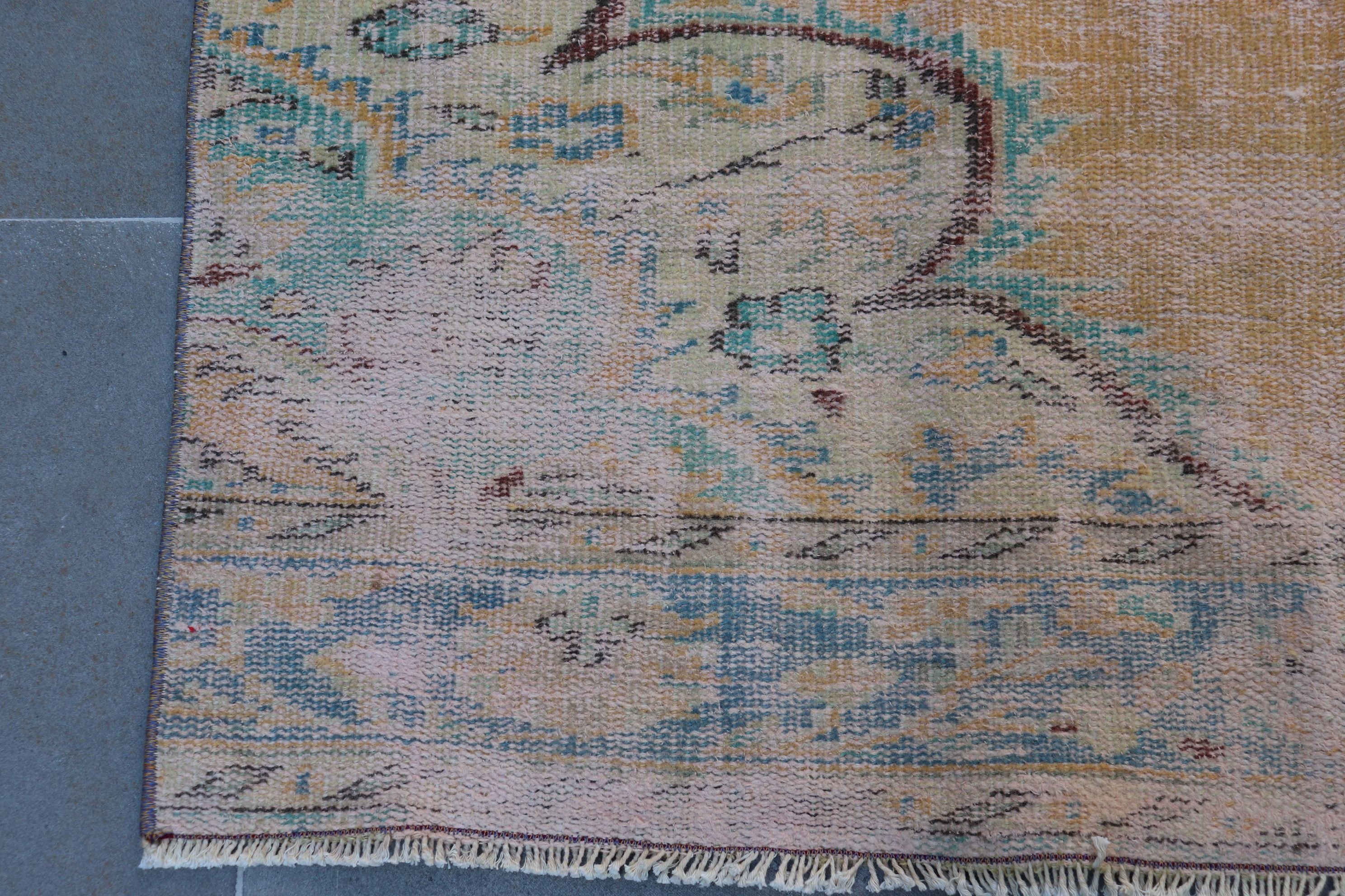 Oriental Rug, Turkish Rugs, Vintage Rugs, Oushak Rugs, Dorm Rug, 4.1x9.2 ft Area Rug, Dining Room Rugs, Orange Oriental Rug, Rugs for Floor