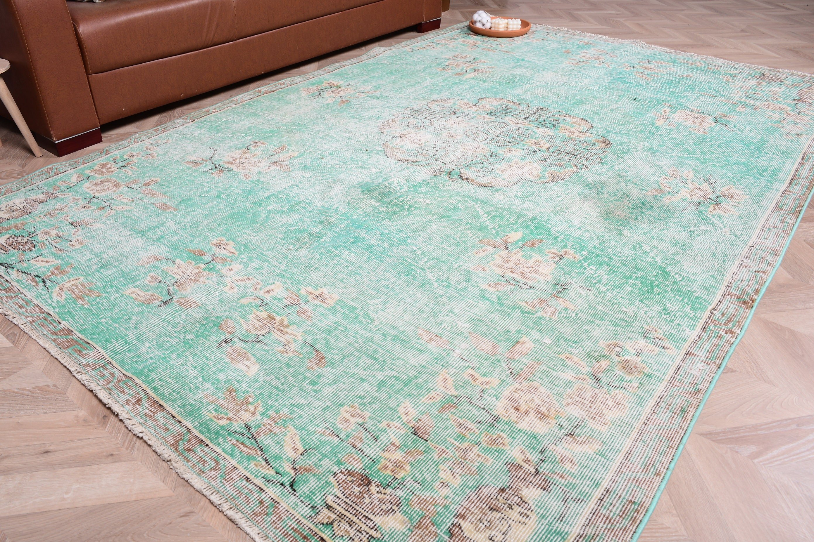 Bedroom Rugs, Vintage Rug, Oushak Rug, Turkish Rug, Green Home Decor Rug, Cool Rug, 5.8x9.2 ft Large Rug, Salon Rug, Rugs for Dining Room