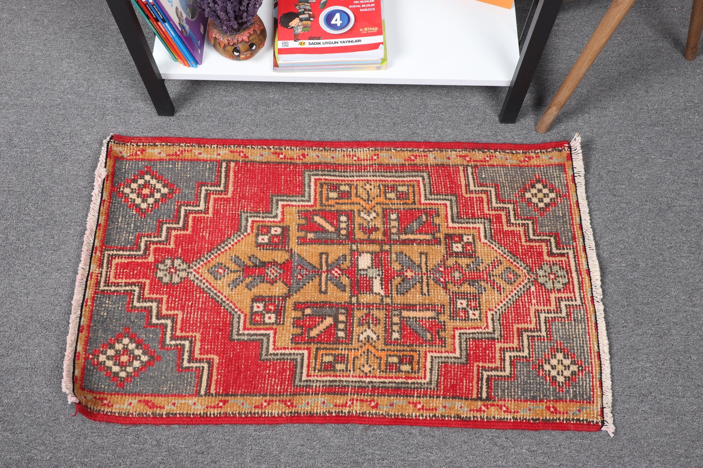 Vintage Rug, Red Oriental Rug, Moroccan Rugs, Rugs for Bedroom, Turkish Rug, Home Decor Rugs, Door Mat Rugs, 1.8x3 ft Small Rug, Bath Rug