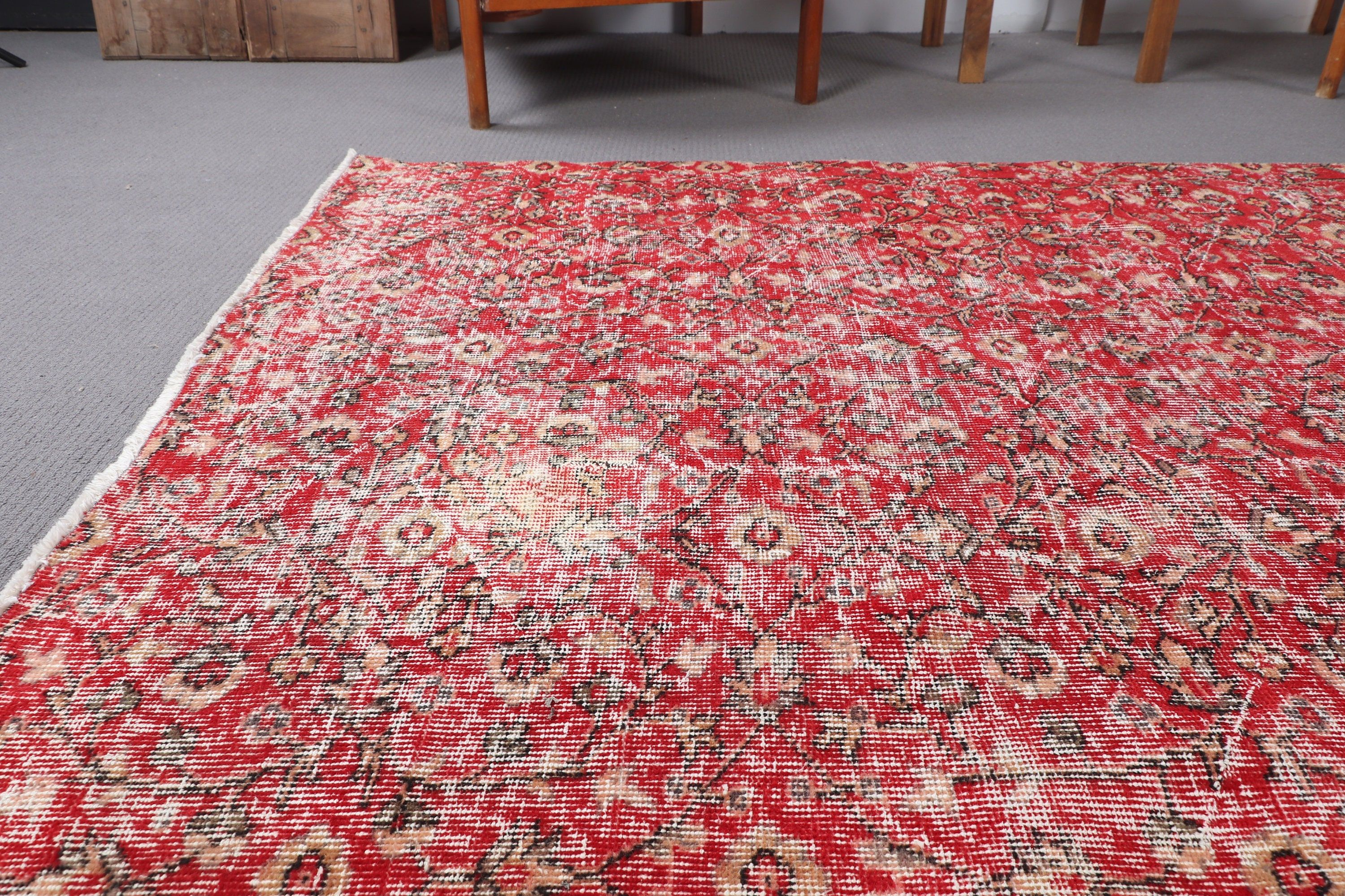 Kırmızı Lüks Halılar, 4.6x8.4 ft Alan Halısı, Geometrik Halı, Yatak Odası Halıları, Etnik Halılar, Anadolu Halıları, Vintage Halılar, Türk Halıları, Boho Bölge Halıları