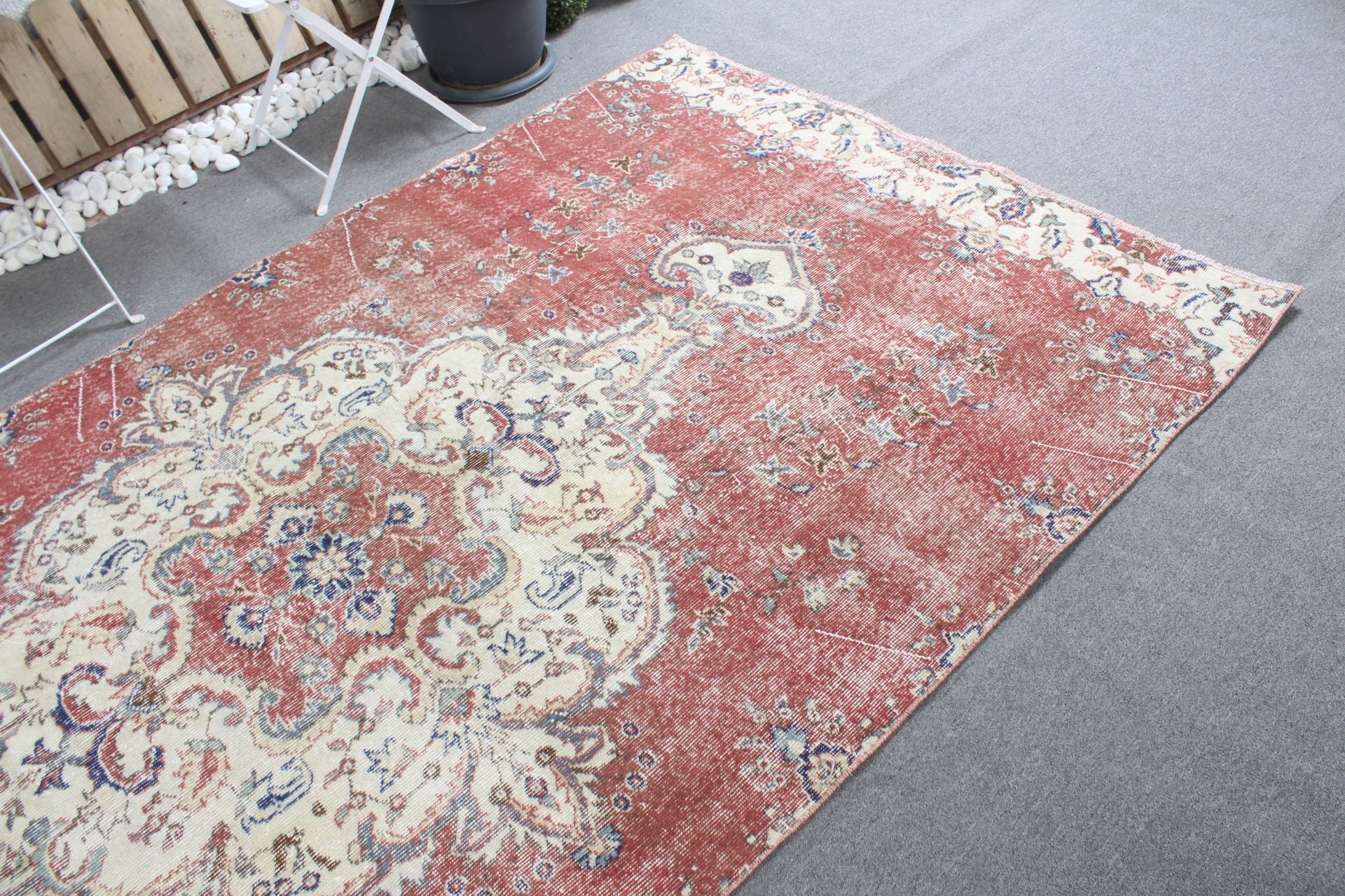 Antique Rug, Vintage Rug, Rugs for Dining Room, 5x9.6 ft Large Rugs, Red Wool Rug, Living Room Rugs, Turkey Rug, Turkish Rug, Bedroom Rug