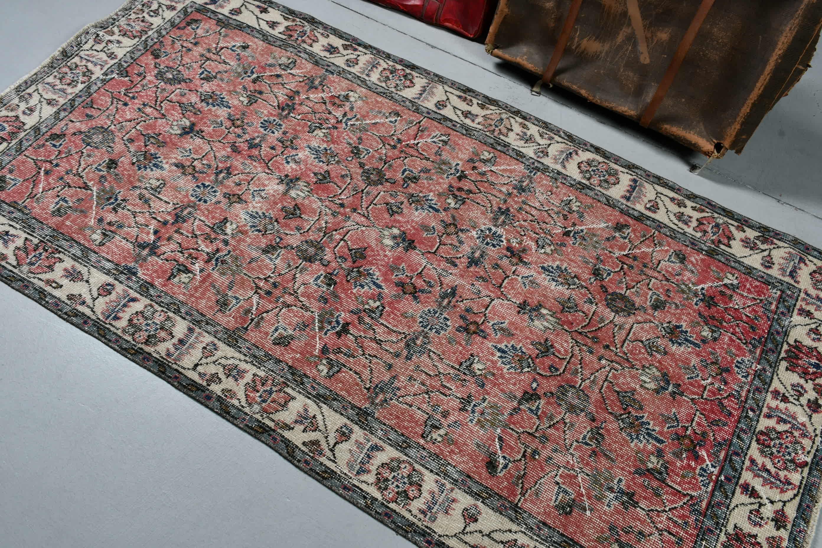 Dining Room Rug, Red  3.6x6.9 ft Area Rugs, Kitchen Rug, Moroccan Rug, Turkish Rugs, Handwoven Rug, Oushak Rug, Vintage Rugs