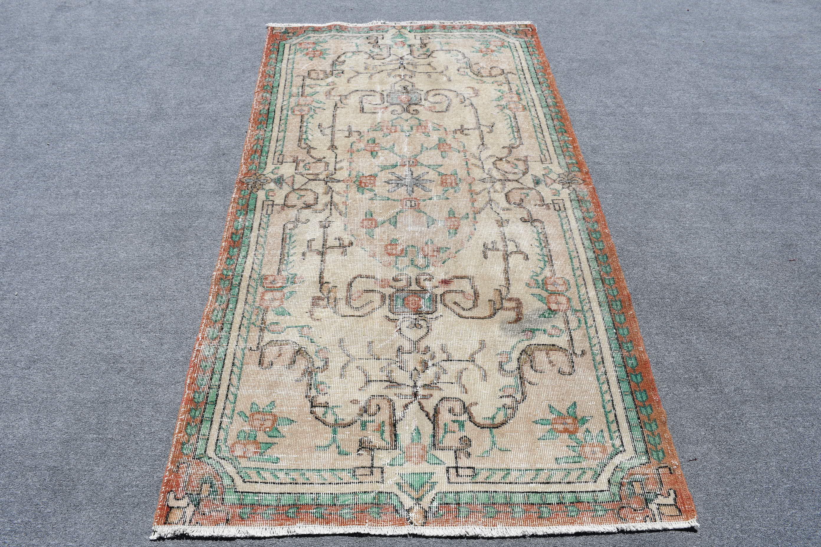 Bedroom Rug, 3.7x6.8 ft Area Rug, Beige Kitchen Rugs, Floor Rug, Vintage Rug, Rugs for Nursery, Oushak Rug, Living Room Rug, Turkish Rug