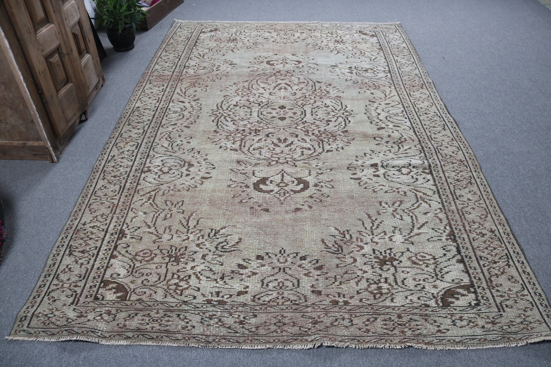 Ev Dekorasyonu Halıları, Yemek Odası Halısı, 6.2x9.5 ft Büyük Halı, Geniş Alan Halısı Halıları, Yeşil Yatak Odası Halısı, Düz Dokuma Halısı, Vintage Halılar, Türk Halıları