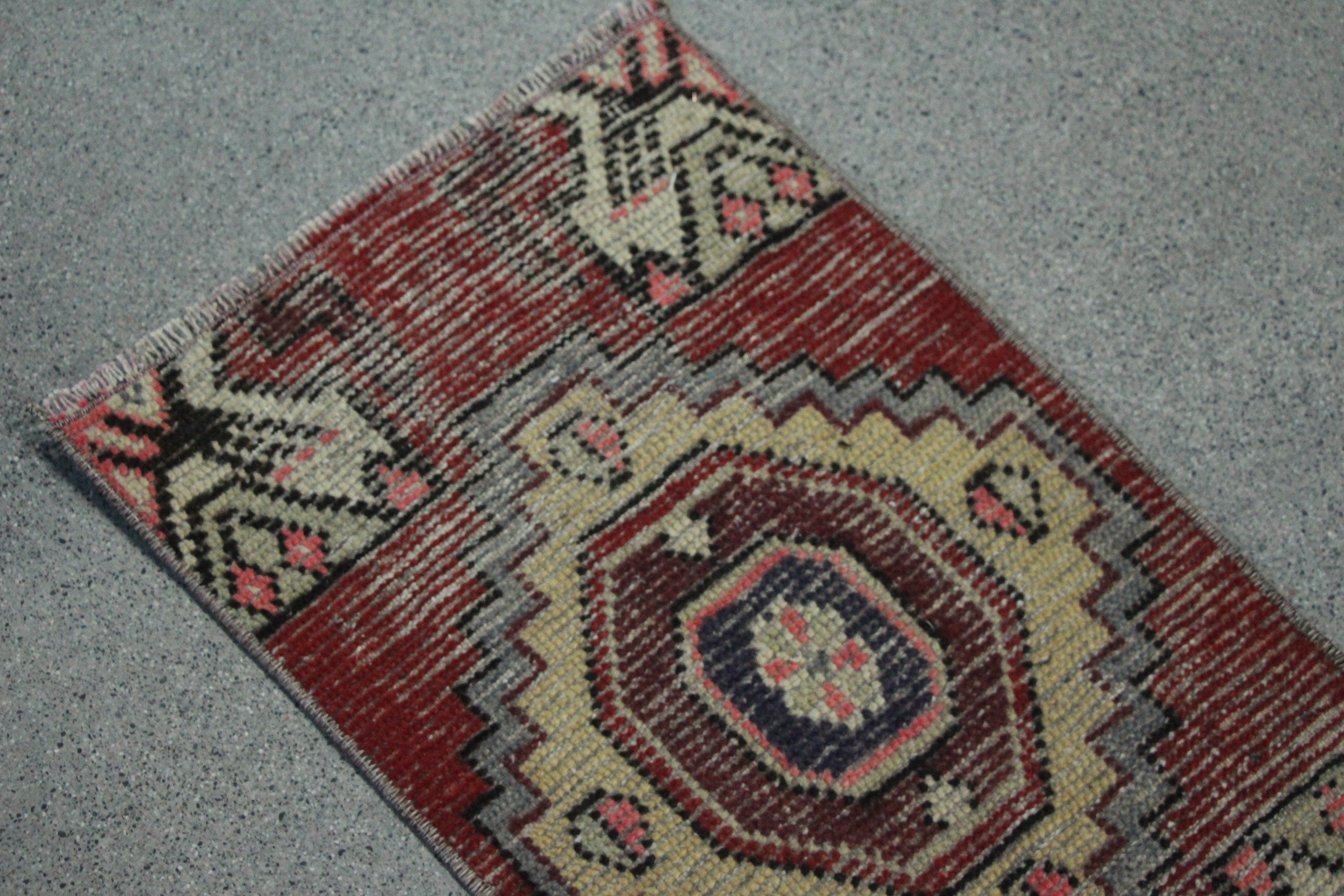 Araba Mat Halısı, Duvara Asmak için Halılar, Oryantal Halı, 1.3x2.2 ft Küçük Halı, Banyo Halısı, Türk Halısı, Kırmızı Oushak Halısı, Vintage Halı