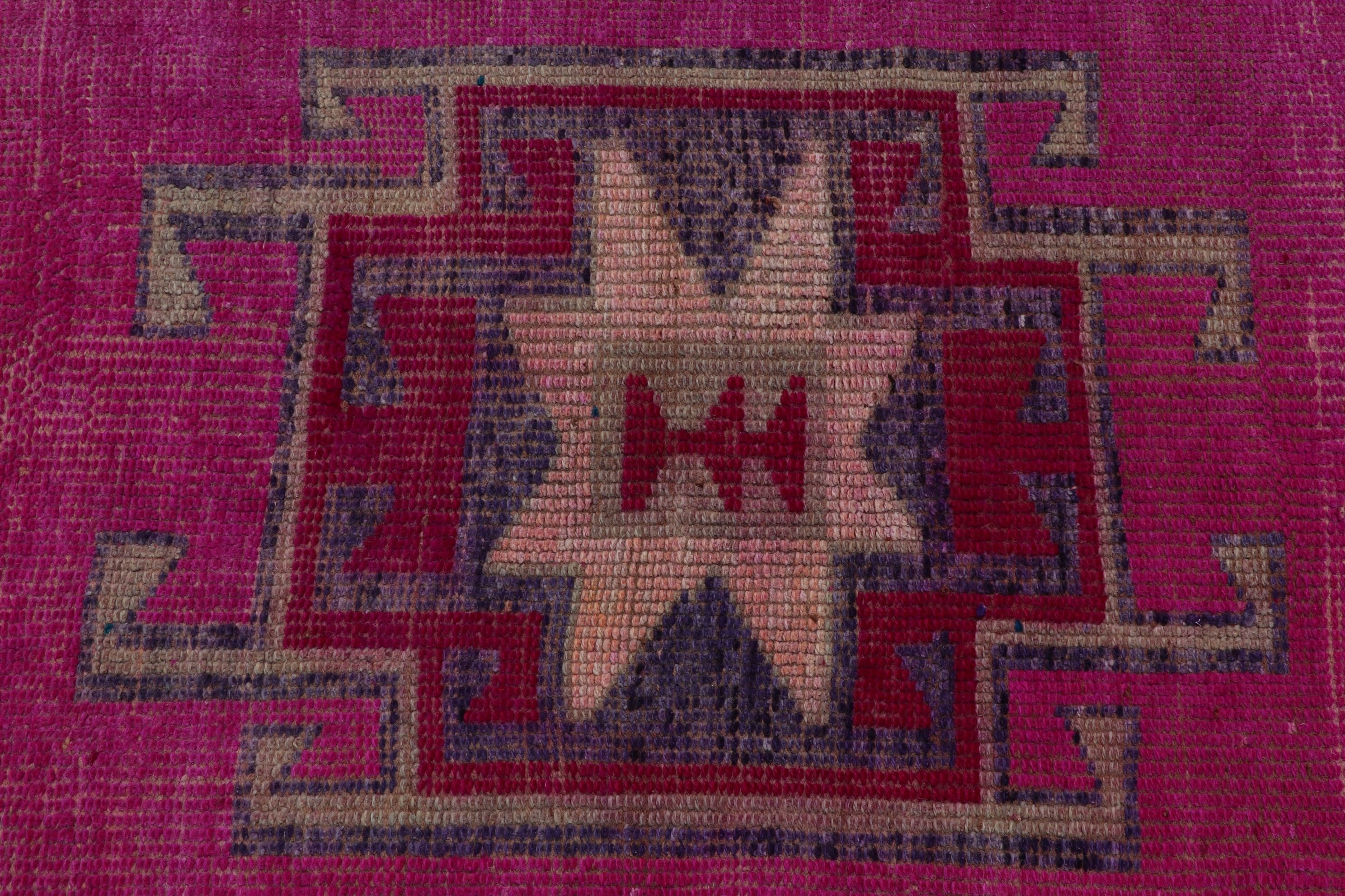 Kitchen Rug, Aztec Rug, Turkish Rug, 3.1x11.1 ft Runner Rugs, Pink Home Decor Rug, Rugs for Kitchen, Vintage Rug, Wool Rugs