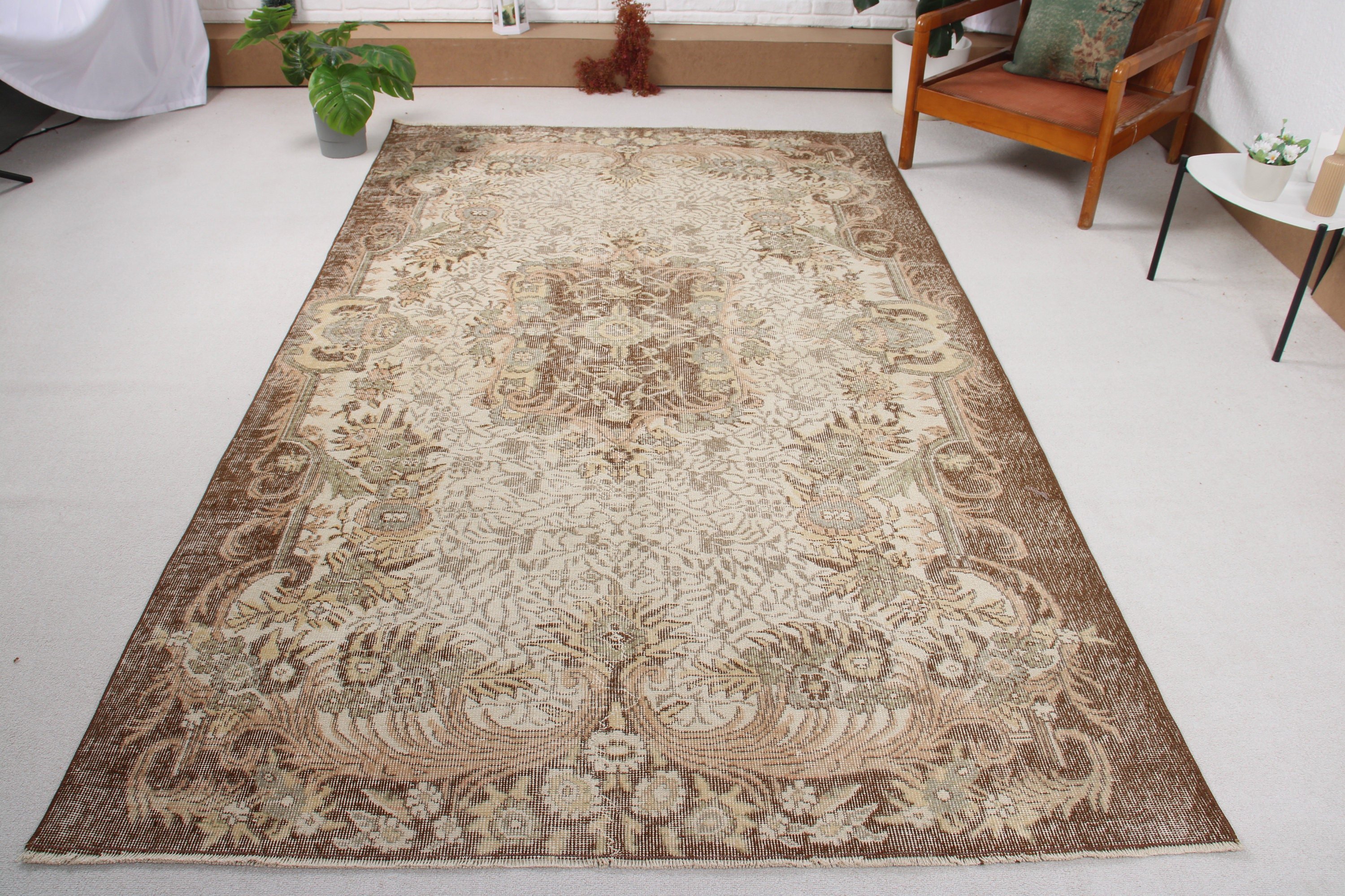 Düz Dokuma Halı, Vintage Halı, Bej Mutfak Halıları, Mutfak Halıları, Salon Halıları, Oturma Odası Halısı, Türk Halıları, Lüks Halı, 5,5x9,3 ft Büyük Halı