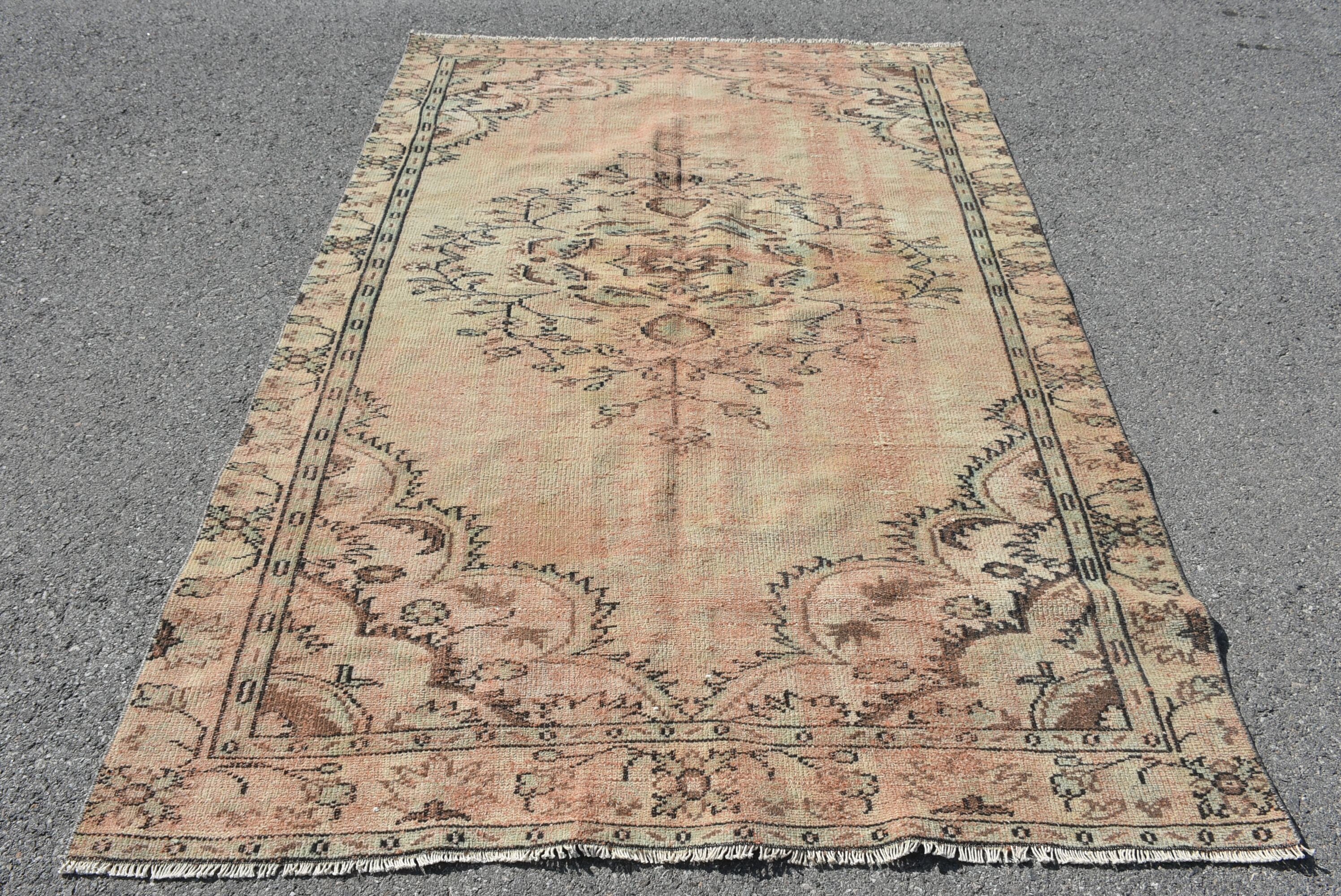 5.3x7.8 ft Large Rug, Orange Kitchen Rugs, Vintage Rugs, Oriental Rugs, Moroccan Rug, Bedroom Rug, Salon Rugs, Art Rugs, Turkish Rug