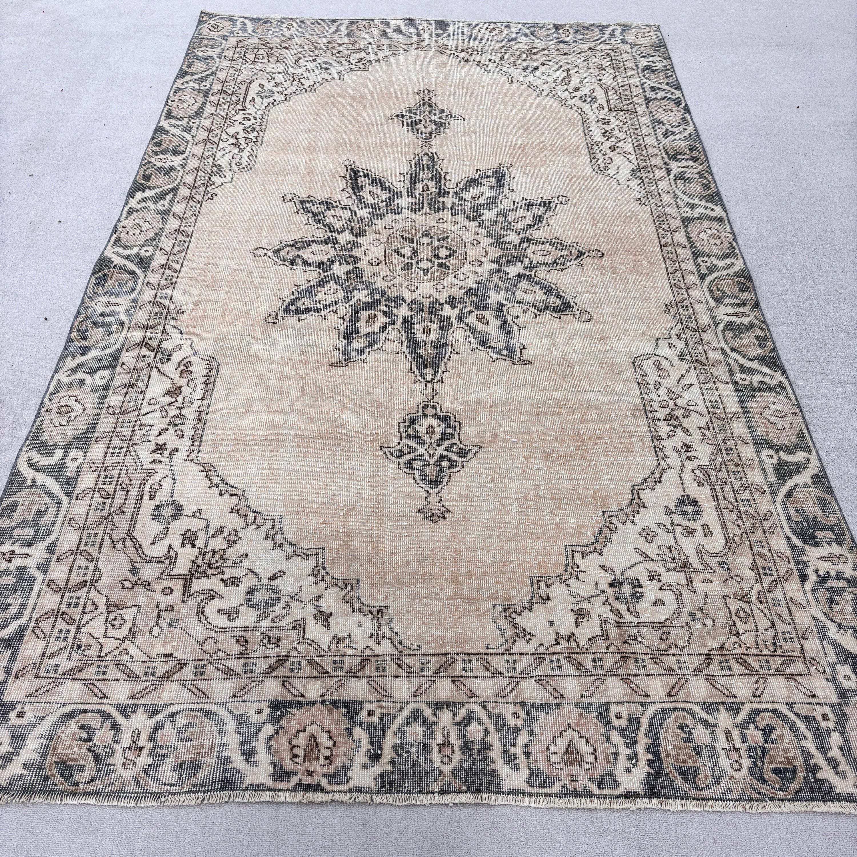 Türk Halısı, Lüks Halılar, 5.8x9.6 ft Büyük Halılar, Boho Halıları, Yemek Odası Halıları, Yatak Odası Halıları, Vintage Halı, Fas Halıları, Bej Antika Halı