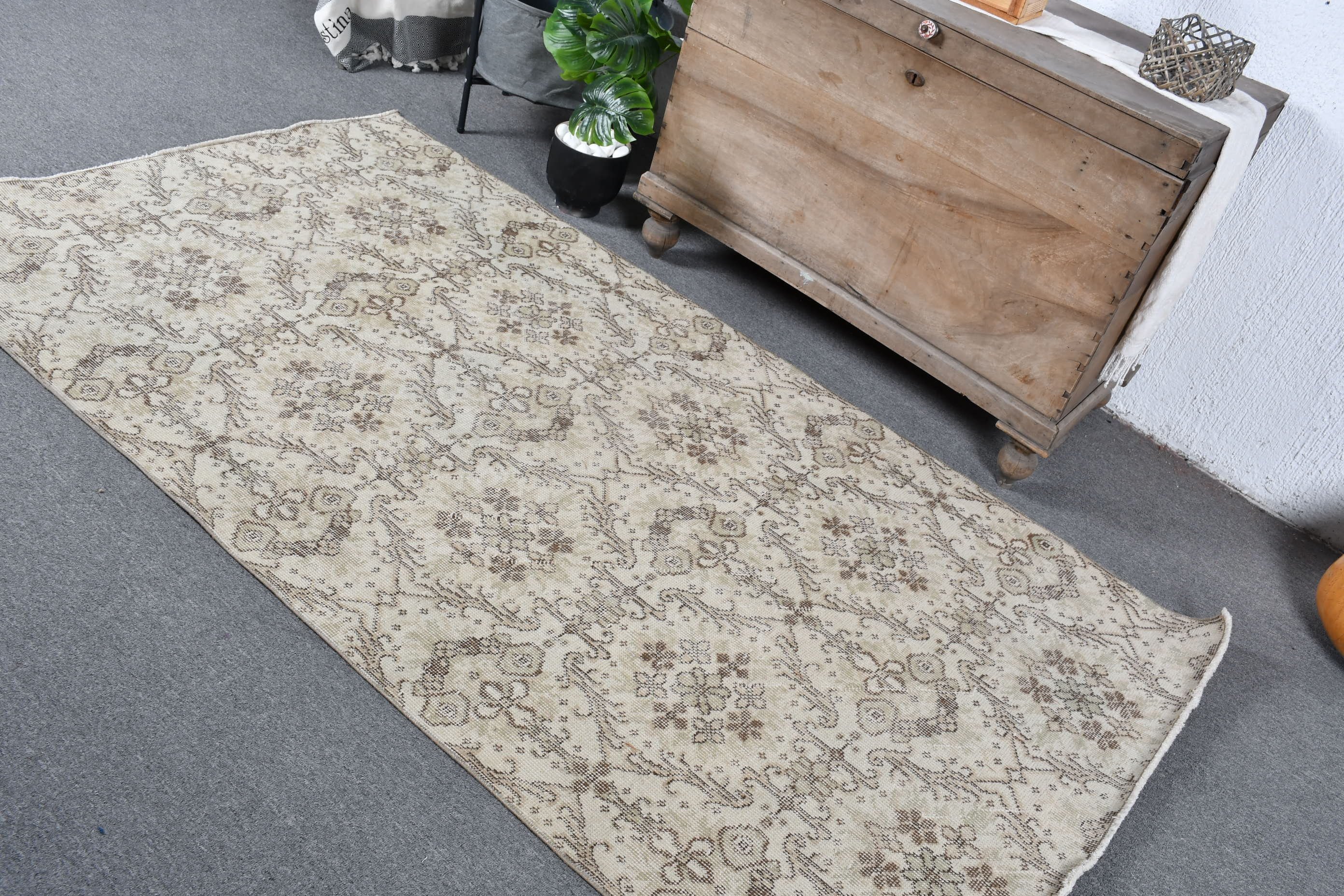 Moroccan Rugs, Rugs for Floor, Turkish Rug, Beige Cool Rug, Kitchen Rug, Vintage Rugs, 3.9x7.1 ft Area Rug, Dining Room Rug, Floor Rug