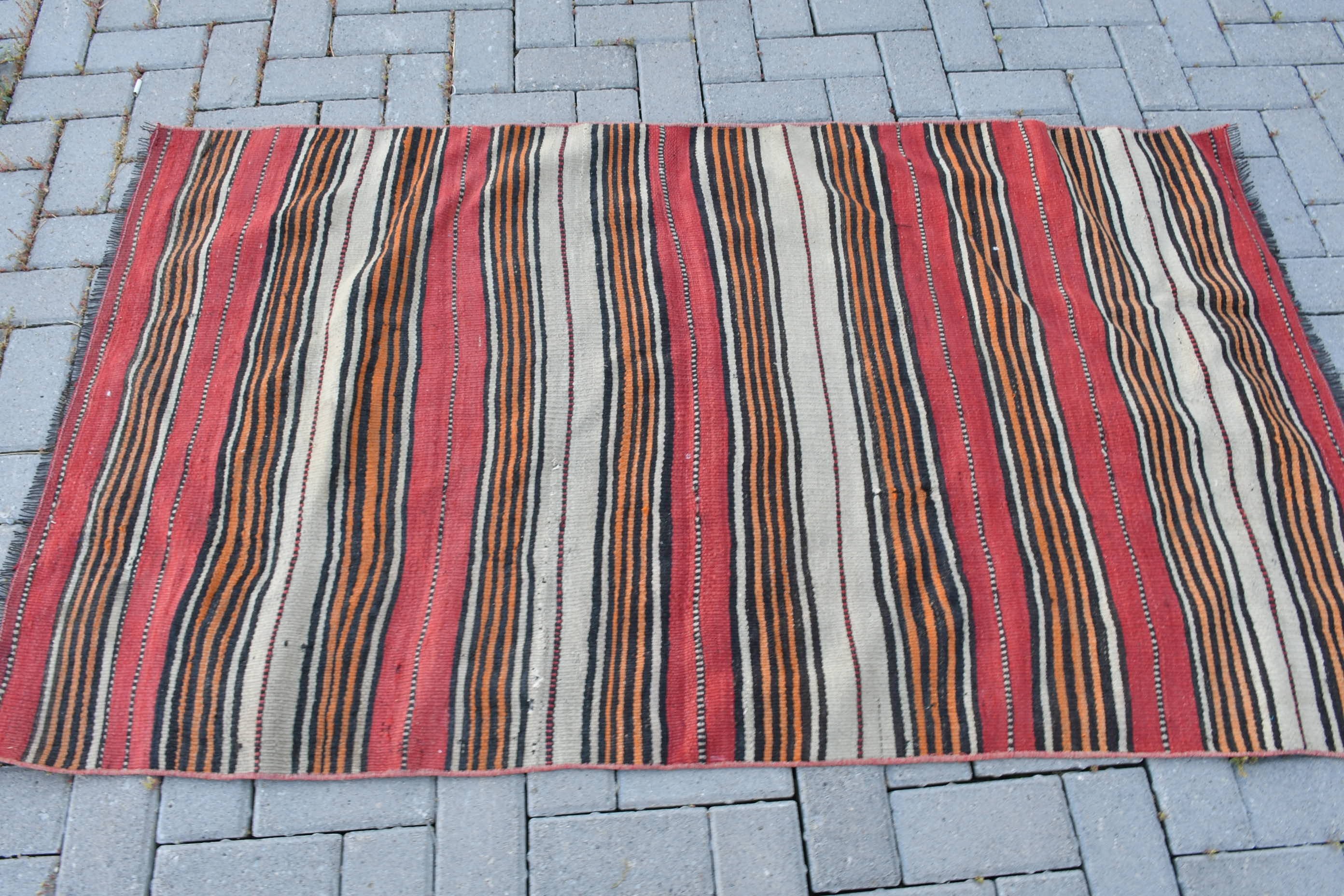 Bedroom Rug, Turkish Rugs, Oriental Rug, Orange Antique Rugs, Vintage Rug, Nursery Rug, 3.1x5.6 ft Accent Rug, Kilim, Rugs for Nursery