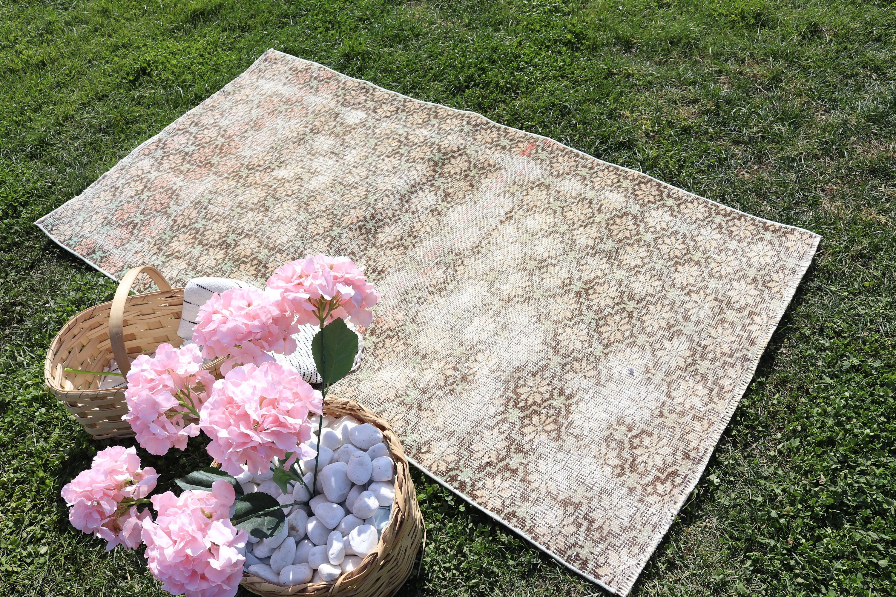 Green Neutral Rug, Kitchen Rugs, Nursery Rugs, Turkish Rug, Vintage Rugs, Bedroom Rug, Aztec Rug, Moroccan Rug, 3.2x5.7 ft Accent Rug