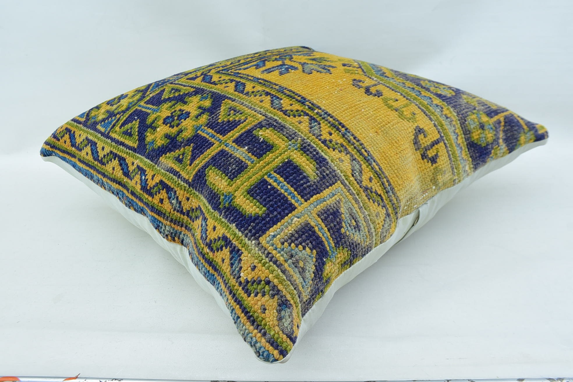 28"x28" Blue Pillow Sham, Pillow for Couch, Accent Throw Pillow Cover, Vintage Kilim Pillow, Boho Pillow Sham Cover