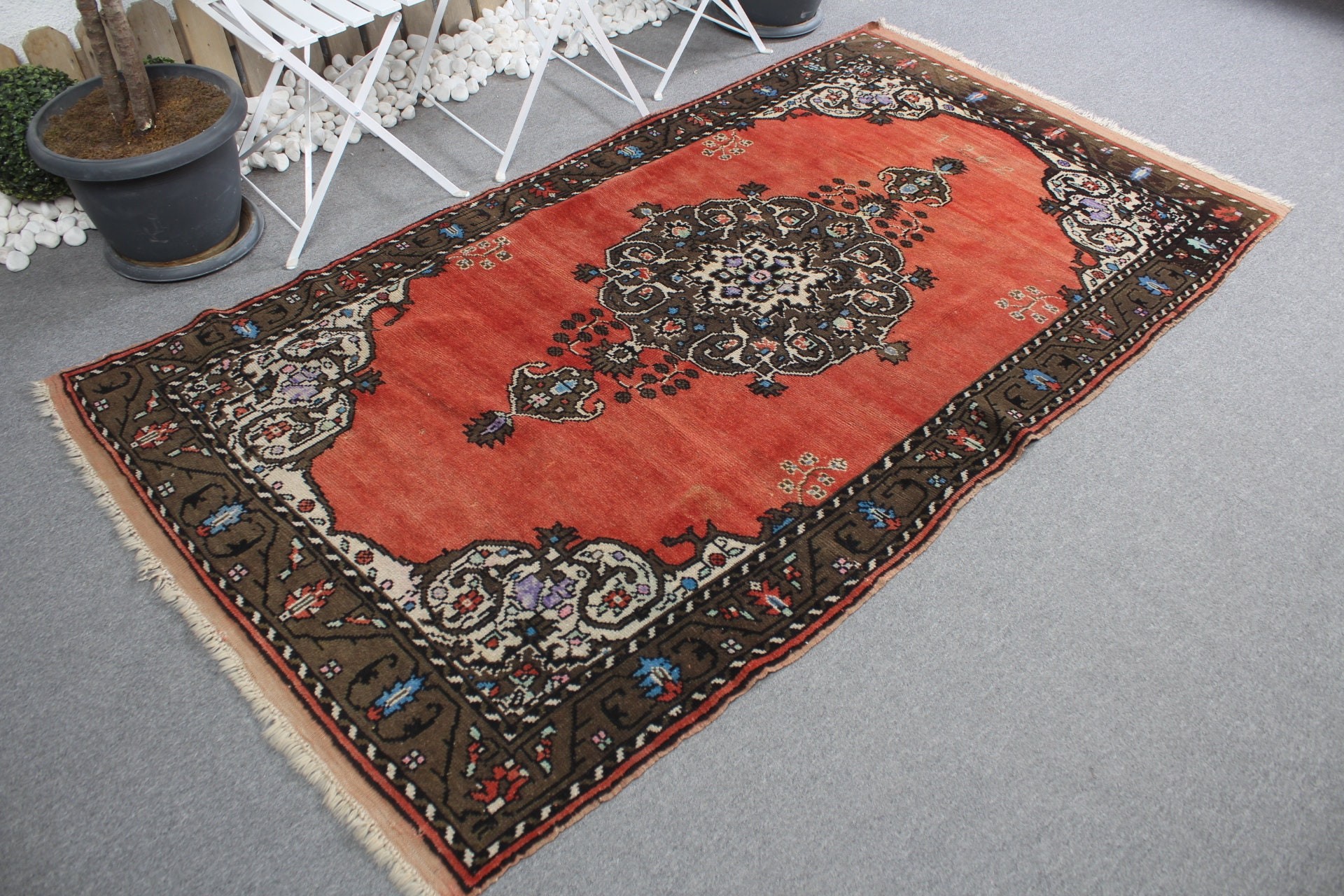 Boho Rug, Nursery Rugs, 4.2x7.7 ft Area Rug, Turkish Rug, Oriental Rugs, Rugs for Living Room, Cool Rug, Red Anatolian Rugs, Vintage Rug