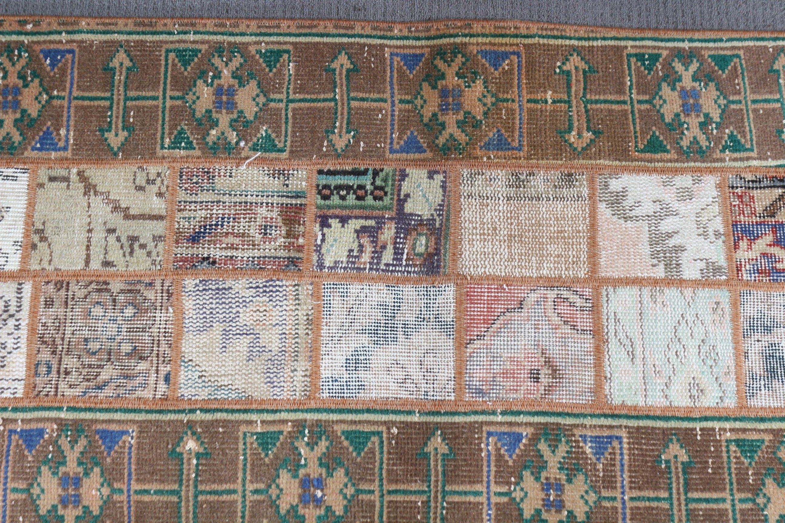 Vintage Halı, 2.1x5.4 ft Runner Halı, Oryantal Halılar, Türk Halısı, Merdiven Halıları, Soğuk Halı, Kahverengi Soğuk Halı, Sanat Halısı, Merdiven Halıları, Koridor Halıları