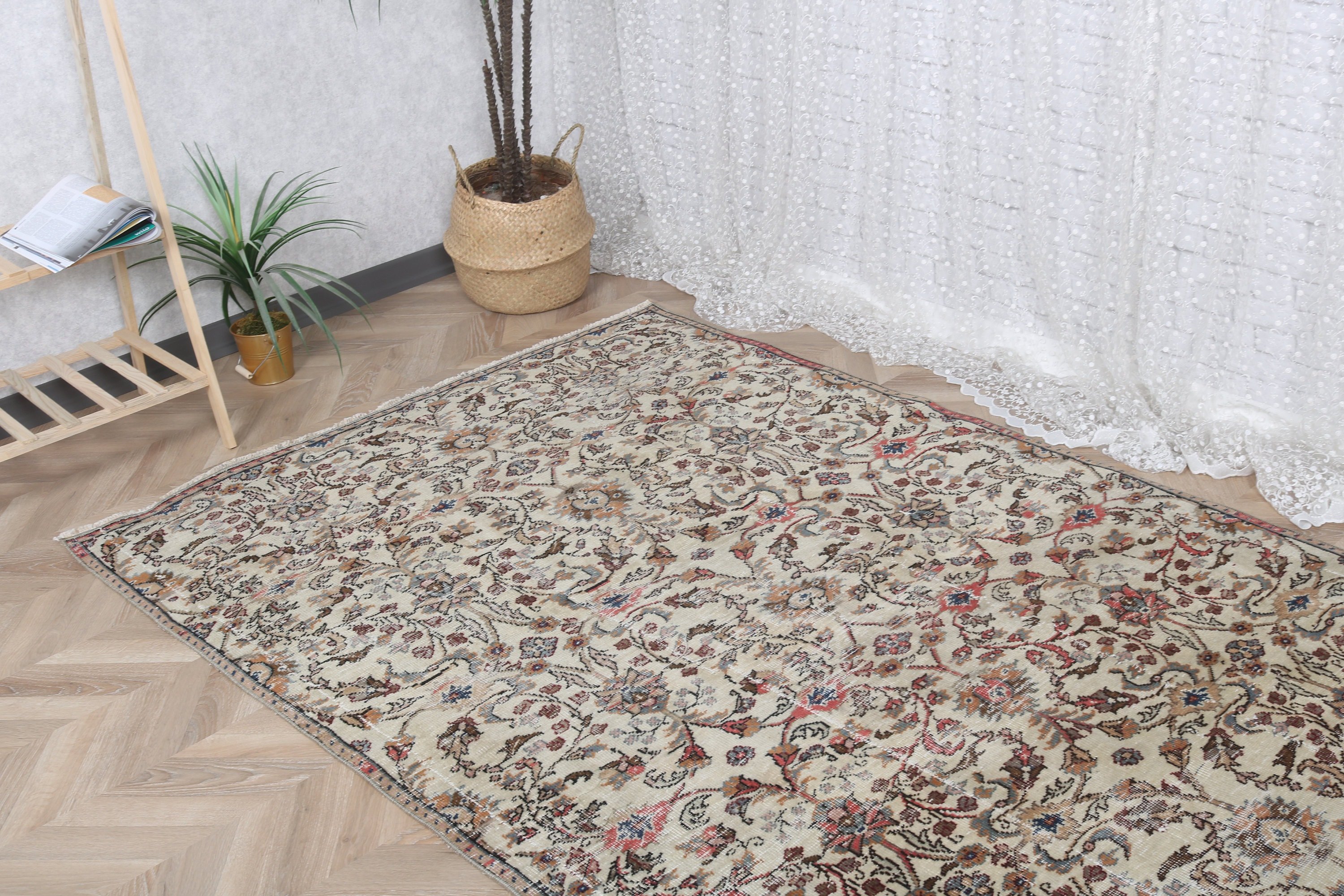 Çocuk Halıları, Vintage Halılar, Nötr Halılar, Ev Halıları, Türk Halıları, Bej Boho Halısı, Modern Halılar, Vintage Dekor Halıları, 4,7x7,2 ft Alan Halıları