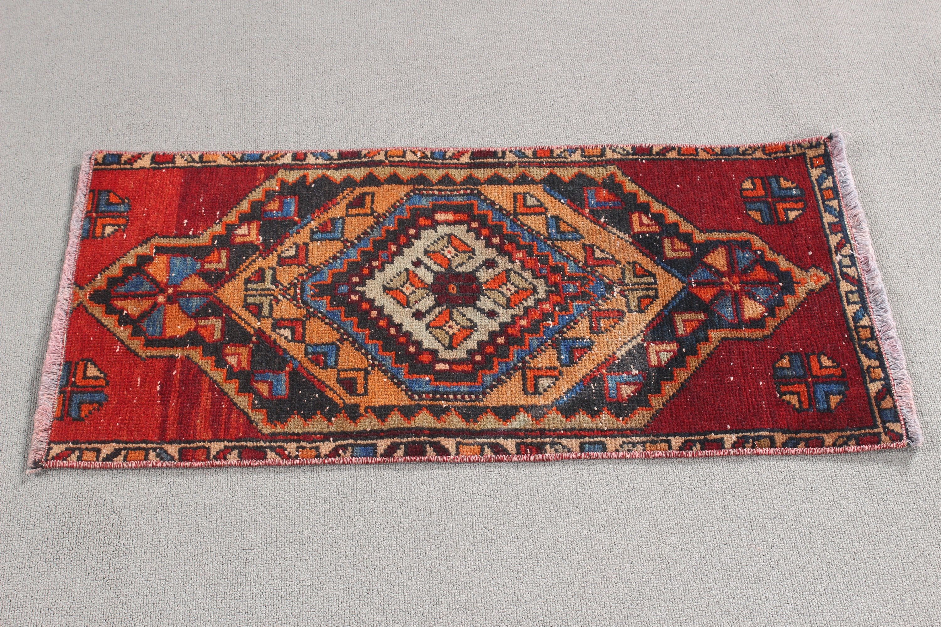 Nursery Rug, Red Cool Rugs, Vintage Rug, 1.3x2.6 ft Small Rugs, Wool Rugs, Vintage Decor Rug, Turkish Rugs, Moroccan Rug, Wall Hanging Rugs