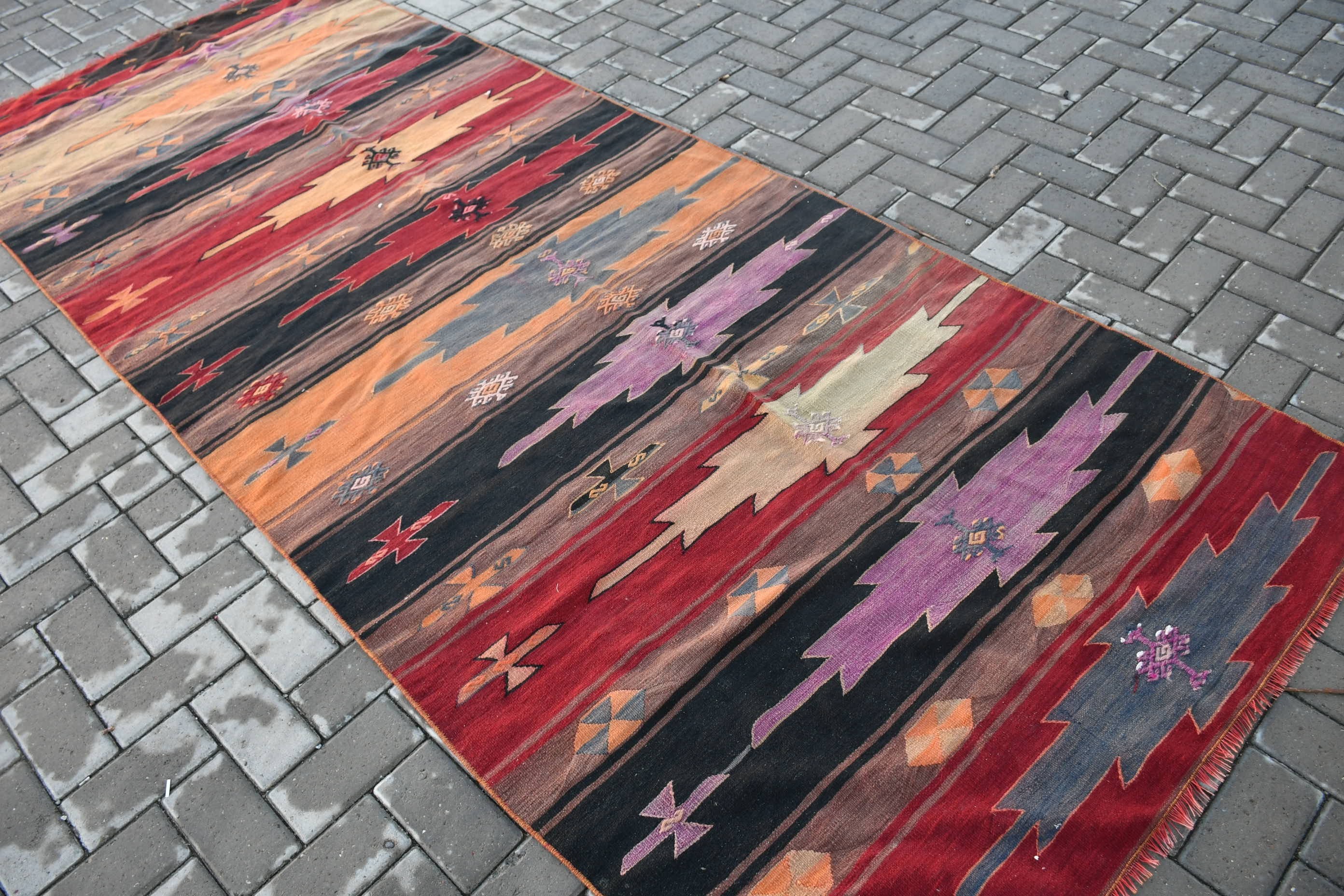 4x10.2 ft Runner Rugs, Tribal Rug, Kilim, Vintage Rugs, Kitchen Rug, Corridor Rug, Turkish Rug, Bedroom Rug, Red Floor Rugs