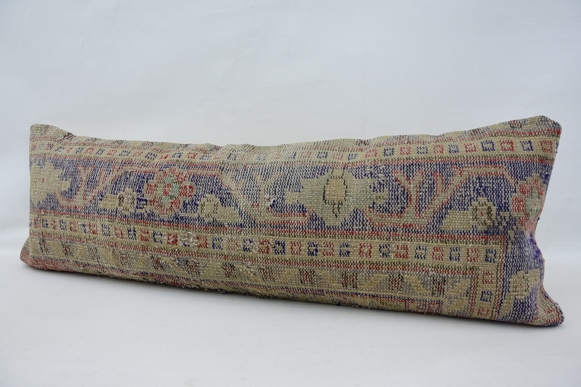 Ev Dekorasyonu Yastık, Antika Yastıklar, Accent Kırlent Kılıfı, 16"x48" Mavi Minder Örtüsü, Morroccon Kilim Yastık Yastık Kılıfı, Boho Yastık