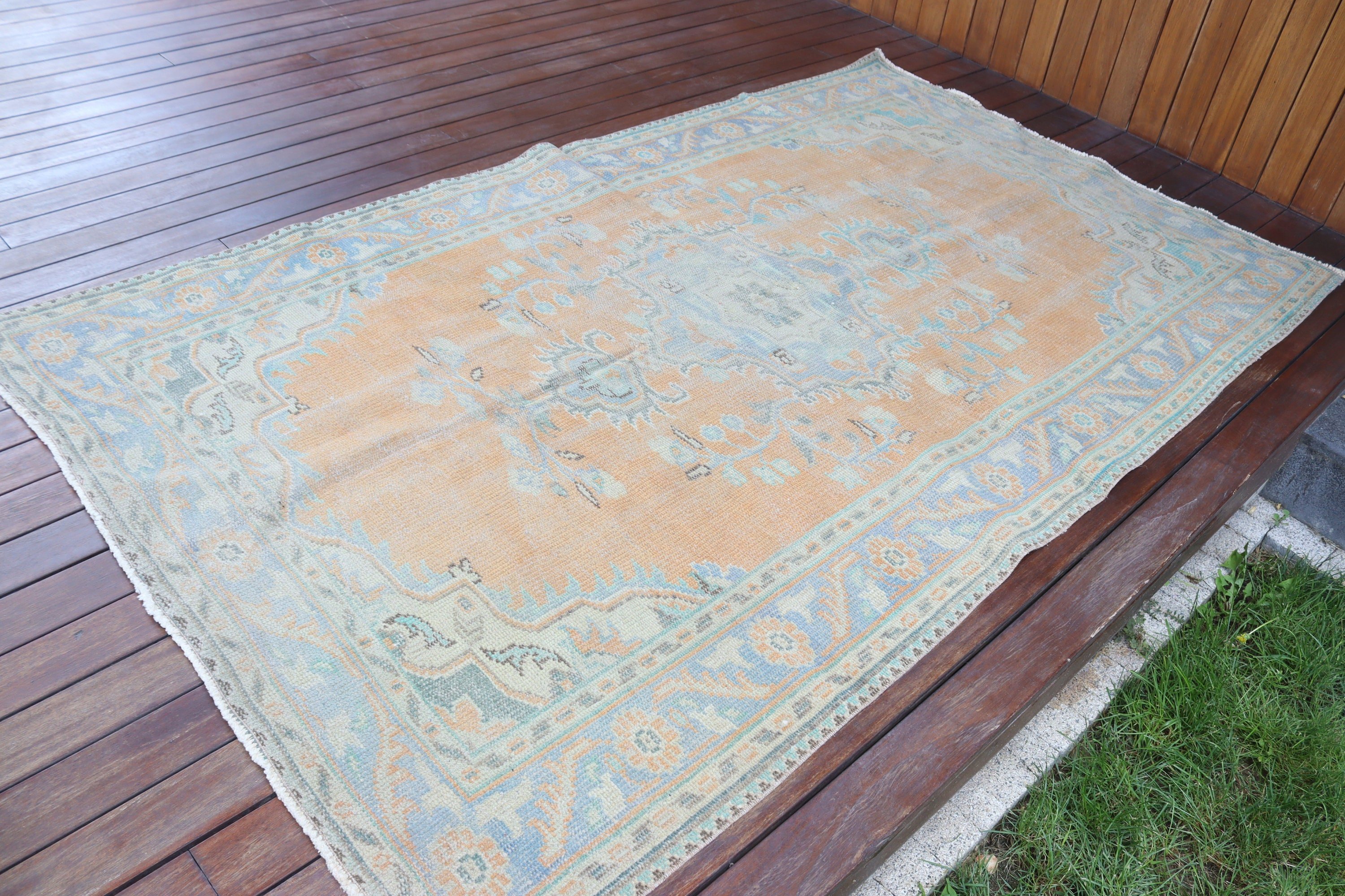 Boho Halı, 4.7x7.5 ft Alan Halısı, Yatak Odası Halısı, Lüks Halı, Kahverengi Ev Dekor Halısı, Türk Halıları, Vintage Halı, Yemek Odası Halıları, İç Mekan Halısı