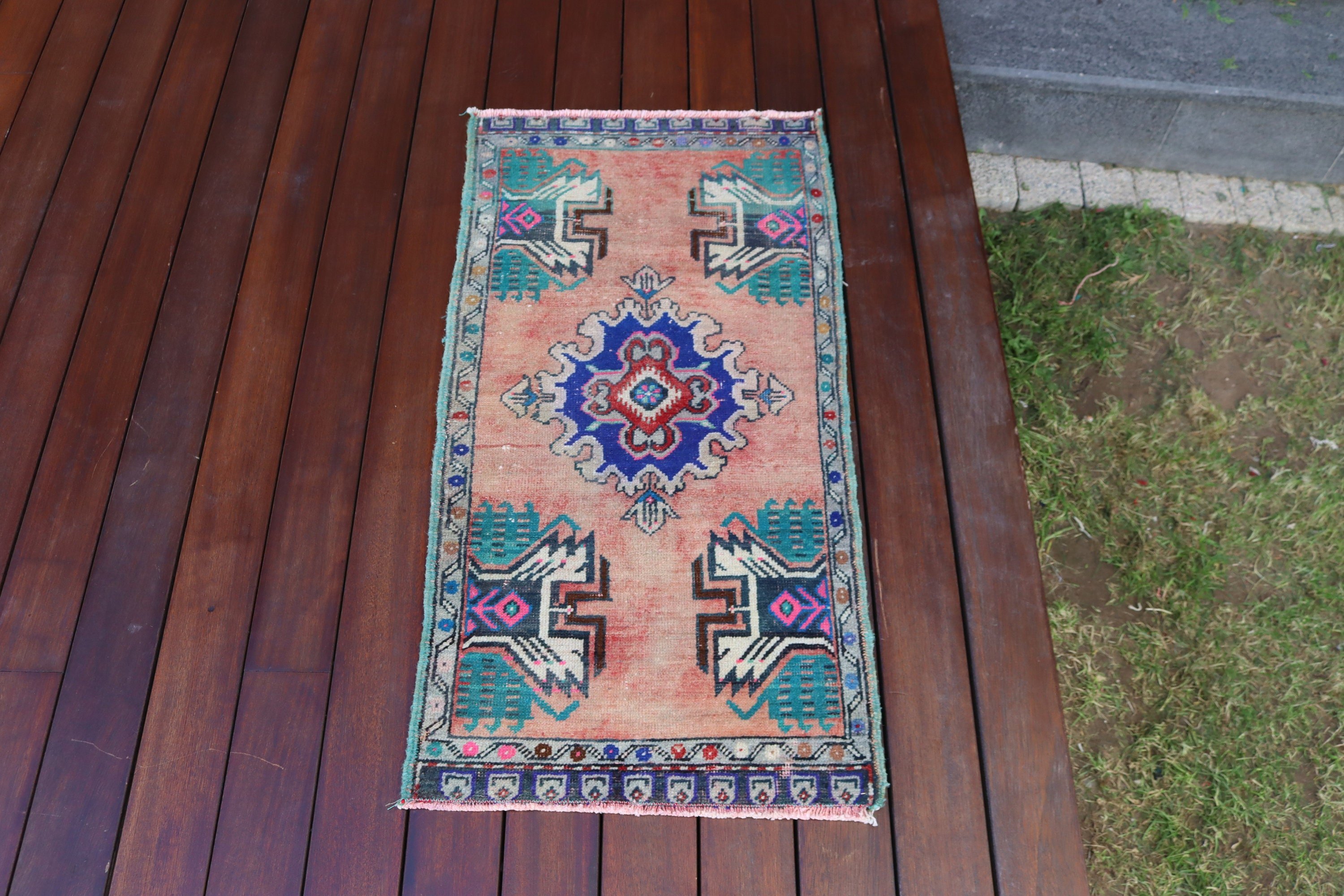 Rugs for Kitchen, Small Area Rugs, Floor Rugs, Turkish Rug, Nursery Rug, Antique Rugs, 1.5x3.1 ft Small Rug, Vintage Rug, Red Moroccan Rug