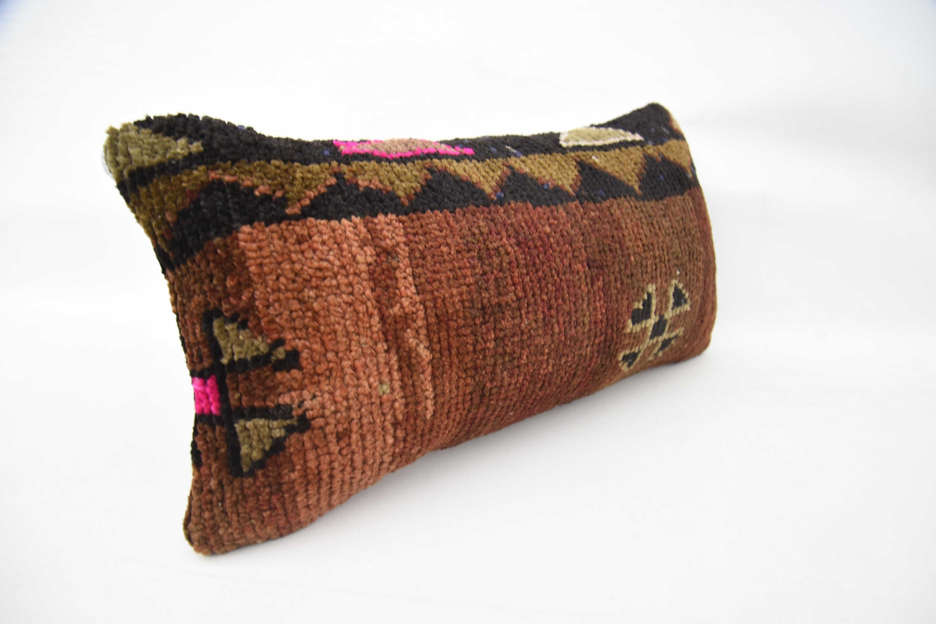 Turkish Kilim Pillow, Kilim Pillow, Interior Designer Pillow, Outdoor Pillow Case, 12"x24" Brown Cushion Case