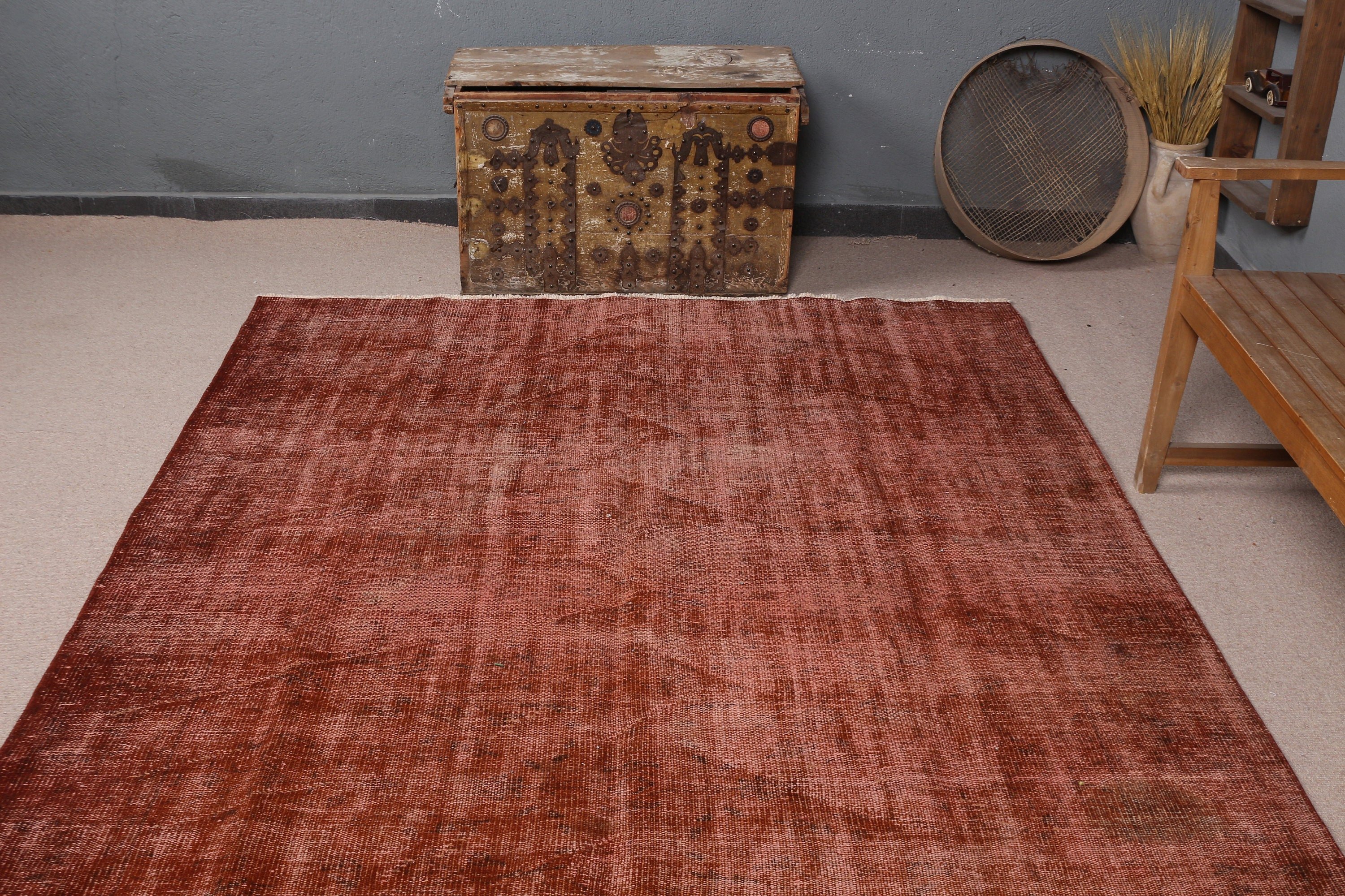 Salon Rug, Vintage Rugs, Moroccan Rug, Floor Rug, Abstract Rug, Turkish Rug, Brown  6.2x9.3 ft Large Rug, Dining Room Rugs