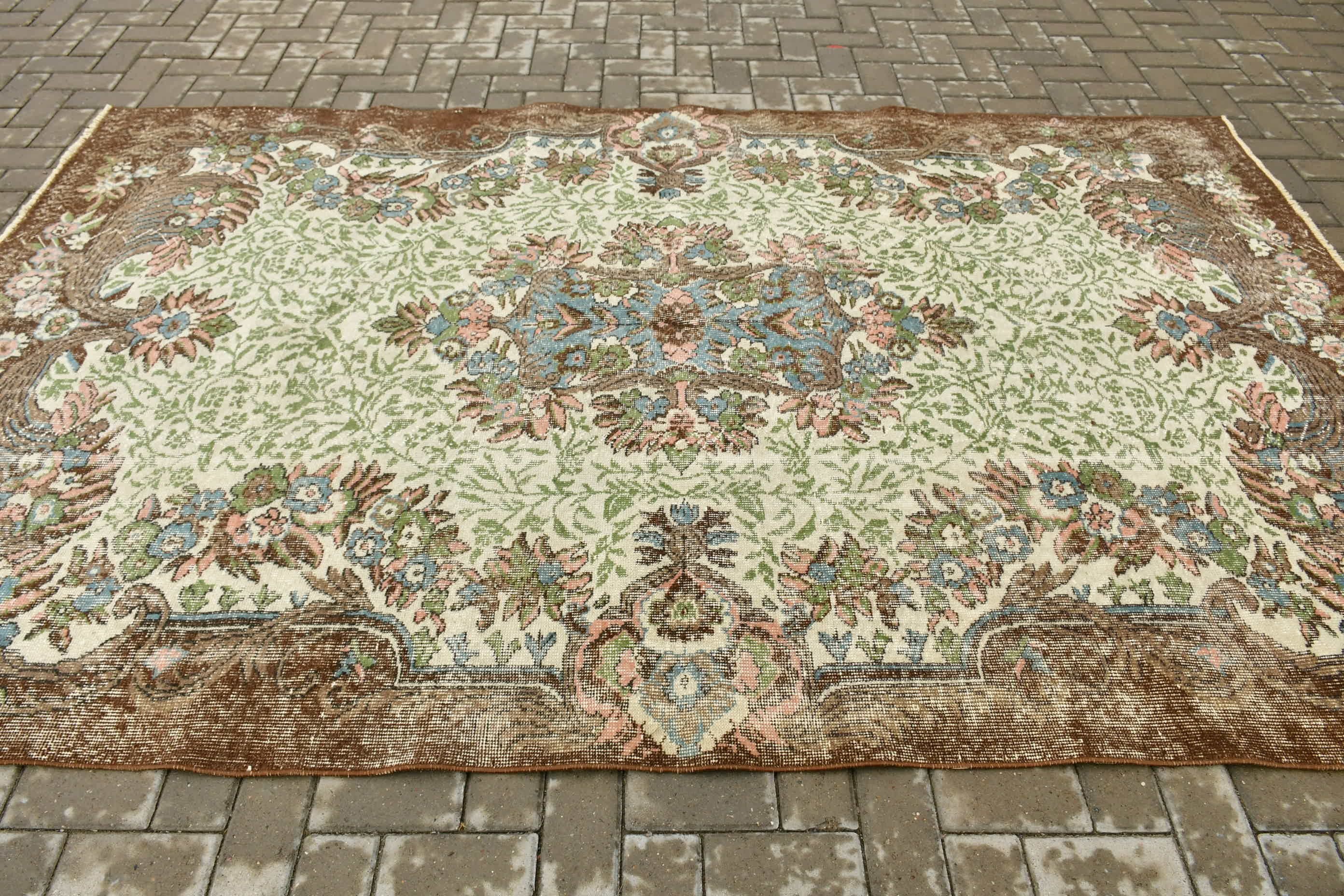 Cute Rug, Beige Cool Rugs, Cool Rug, Turkish Rug, 6.1x9.7 ft Large Rug, Salon Rugs, Living Room Rug, Muted Rug, Vintage Rugs