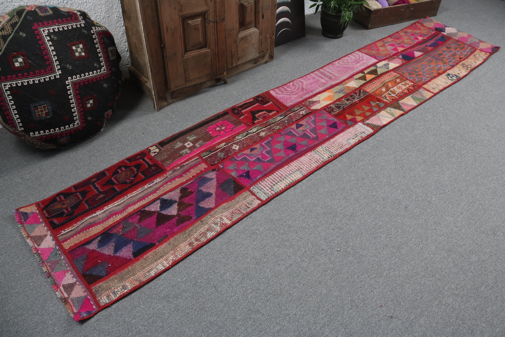 2x10.3 ft Runner Halı, Pembe Mutfak Halısı, Koridor Halıları, Antika Halılar, Yün Runner Halı Halıları, Vintage Halılar, Türk Halıları, Nötr Halılar