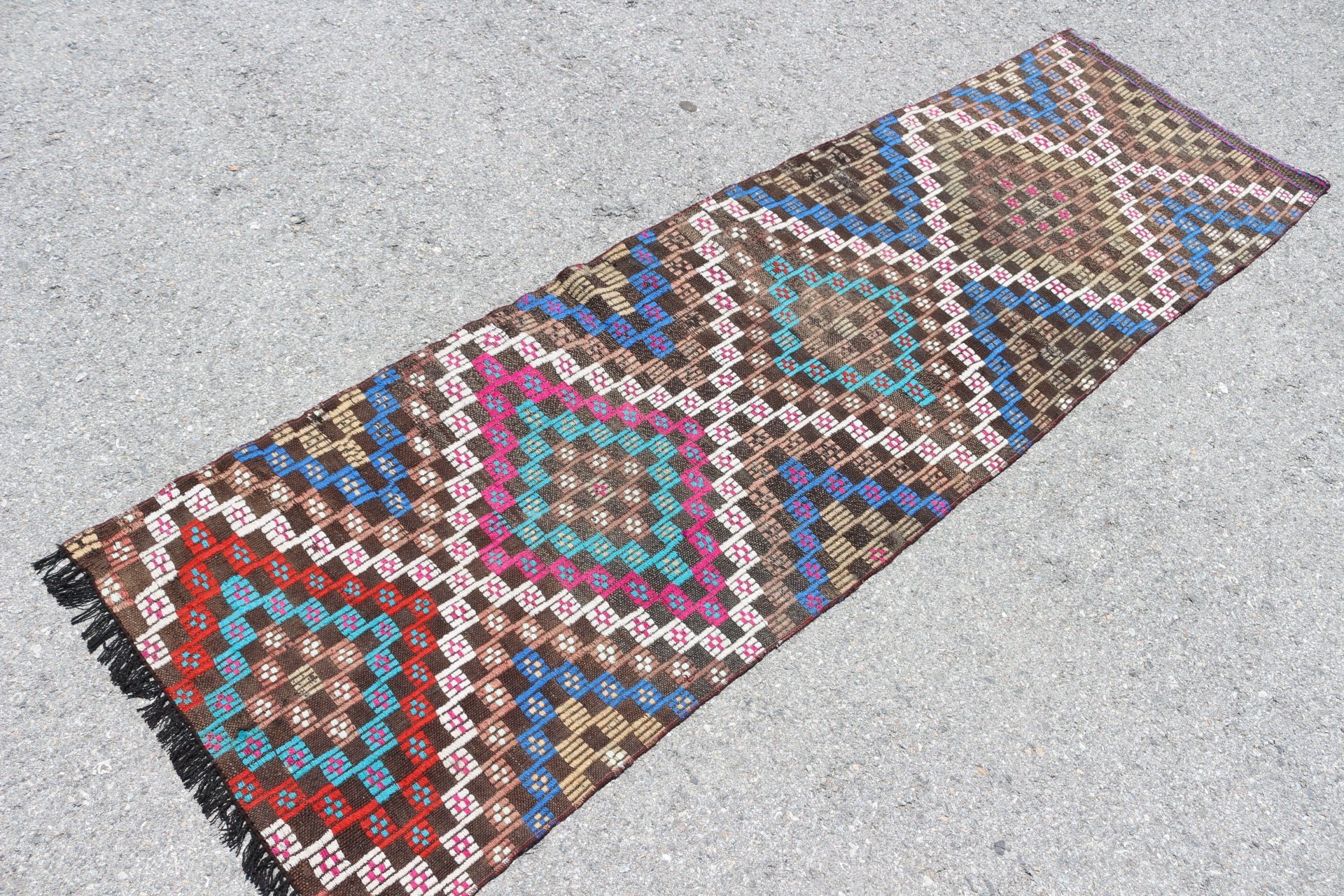 Kahverengi Ev Dekor Halıları, Türk Halıları, Merdiven Halıları, Yatak Odası Halıları, 2.3x7.6 ft Runner Halısı, Kilim, Antika Halı, Koridor Halısı, Vintage Halı