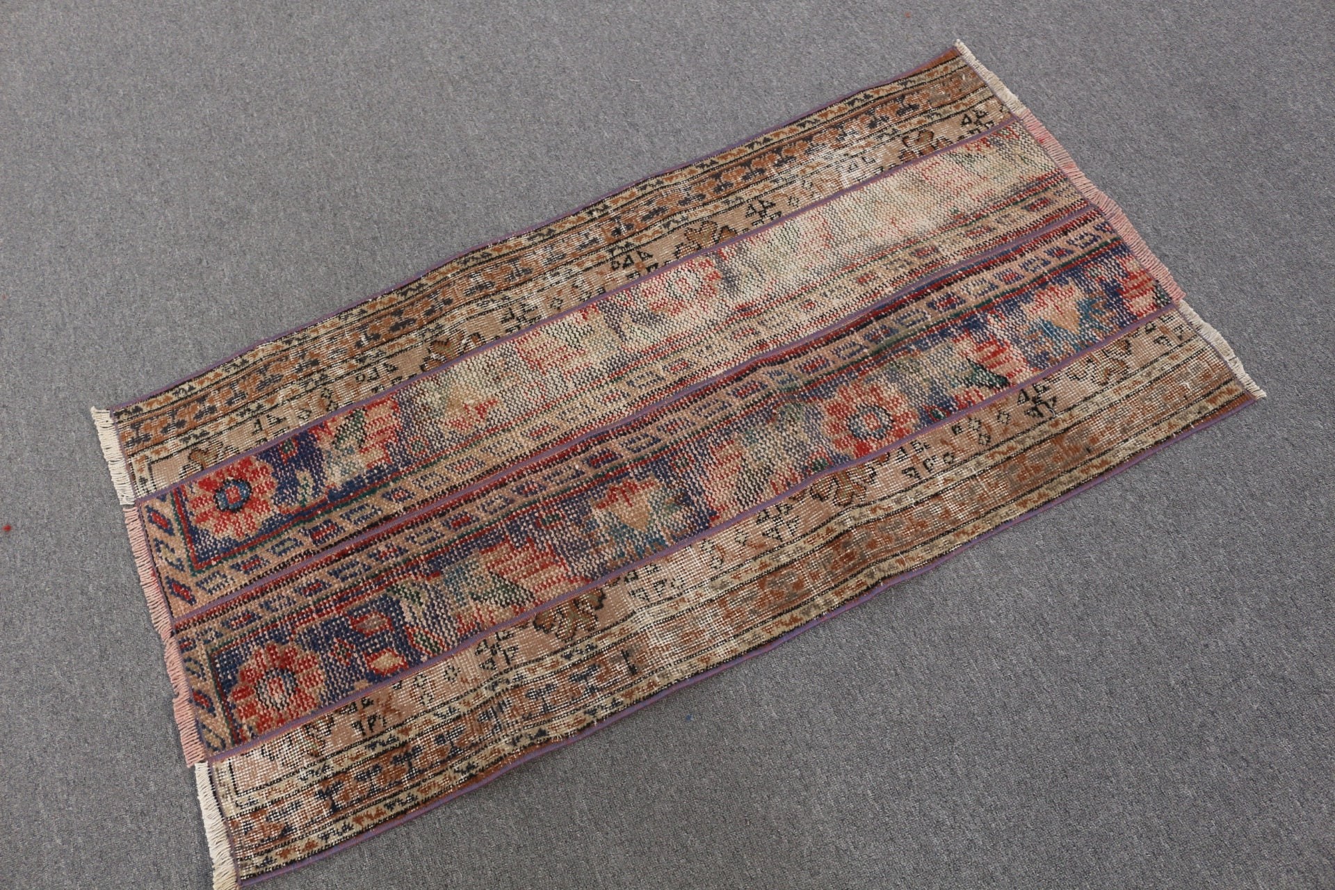 Türk Halıları, Kahverengi Yün Halı, 2.2x4.3 ft Küçük Halı, Banyo Halısı, Havalı Halı, Yatak Odası Halısı, Mutfak Halıları, Vintage Halılar, Ev Dekorasyonu Halısı