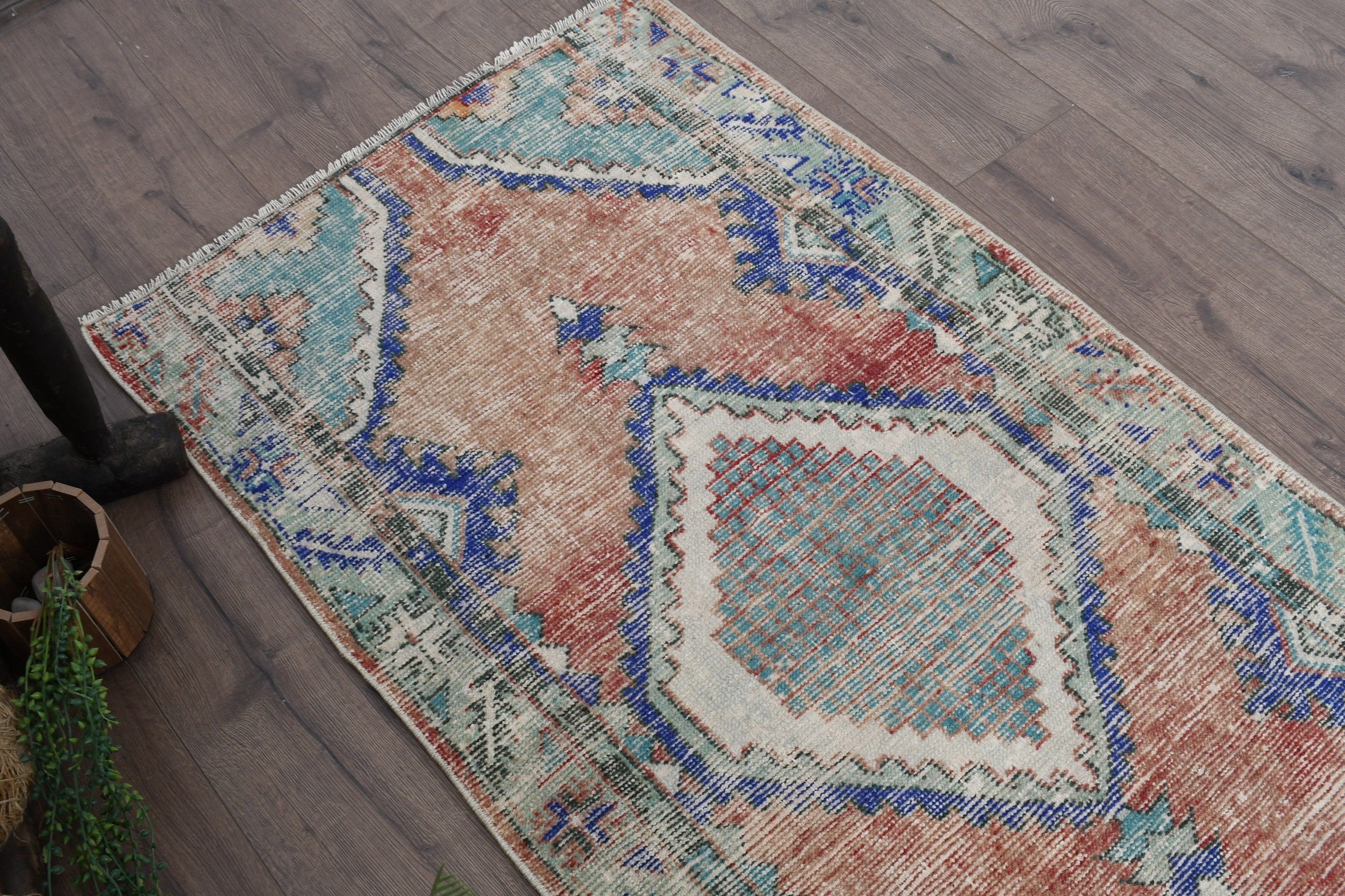 Wool Rug, Orange Oriental Rug, Oriental Rug, Bathroom Rug, 2.6x4.7 ft Small Rug, Car Mat Rug, Turkish Rugs, Rugs for Kitchen, Vintage Rugs